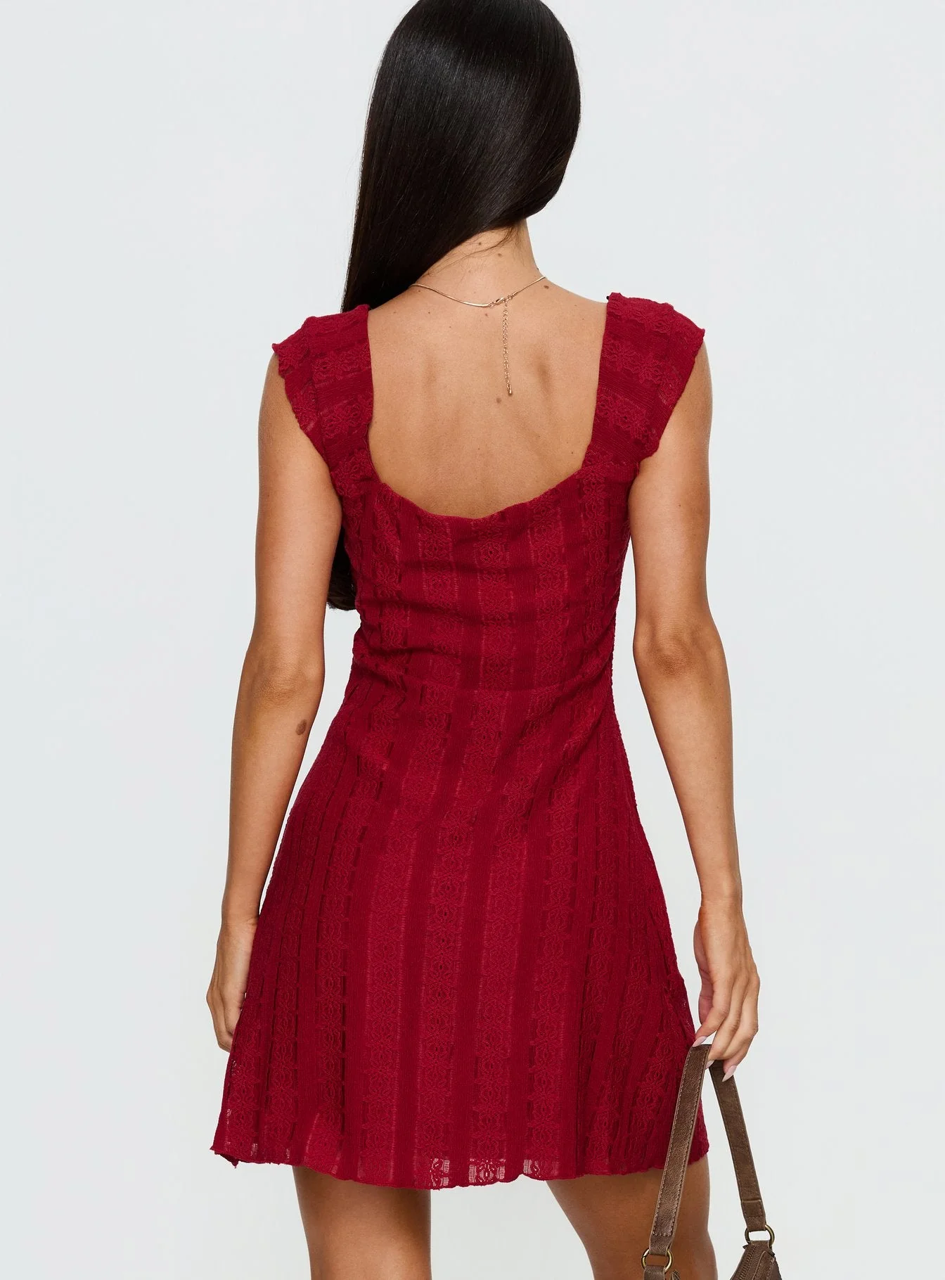 Kirrisen Textured Mini Dress Red - Image 5