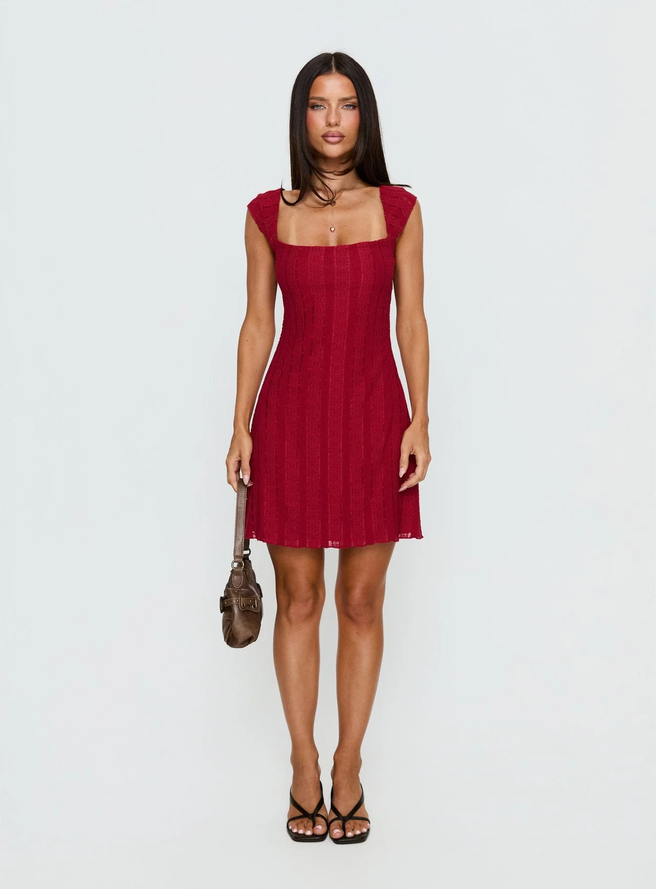 Kirrisen Textured Mini Dress Red - Image 7
