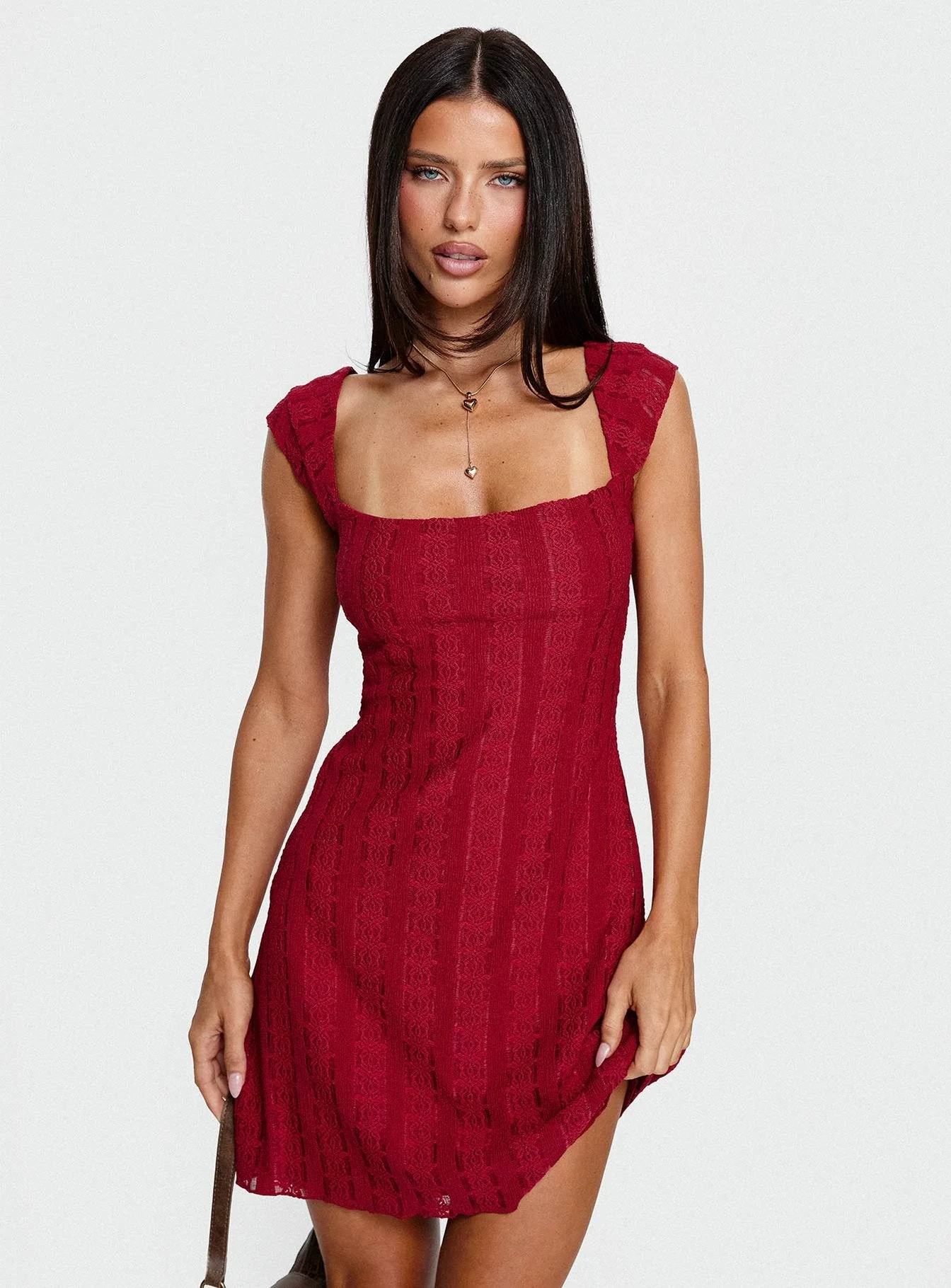 Kirrisen Textured Mini Dress Red - Image 8