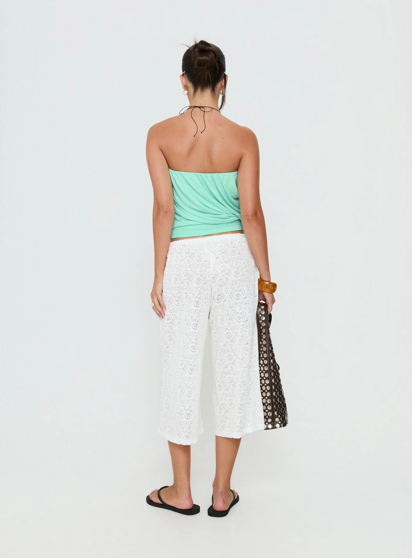 Kiss Me Quick 3/4 Lace Drawstring Pants White - Image 5