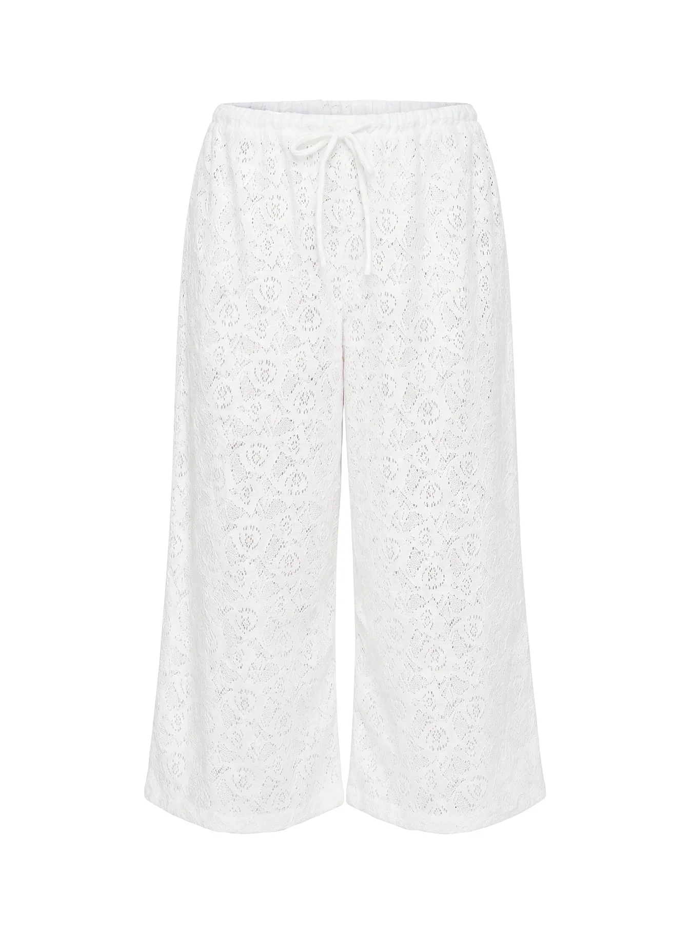 Kiss Me Quick 3/4 Lace Drawstring Pants White - Image 9