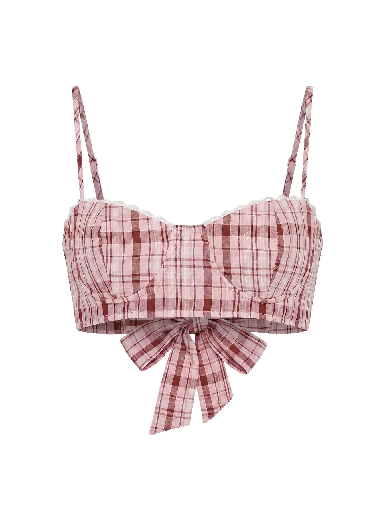 Kosi Micro Crop Bra Top Pink Check - Image 12