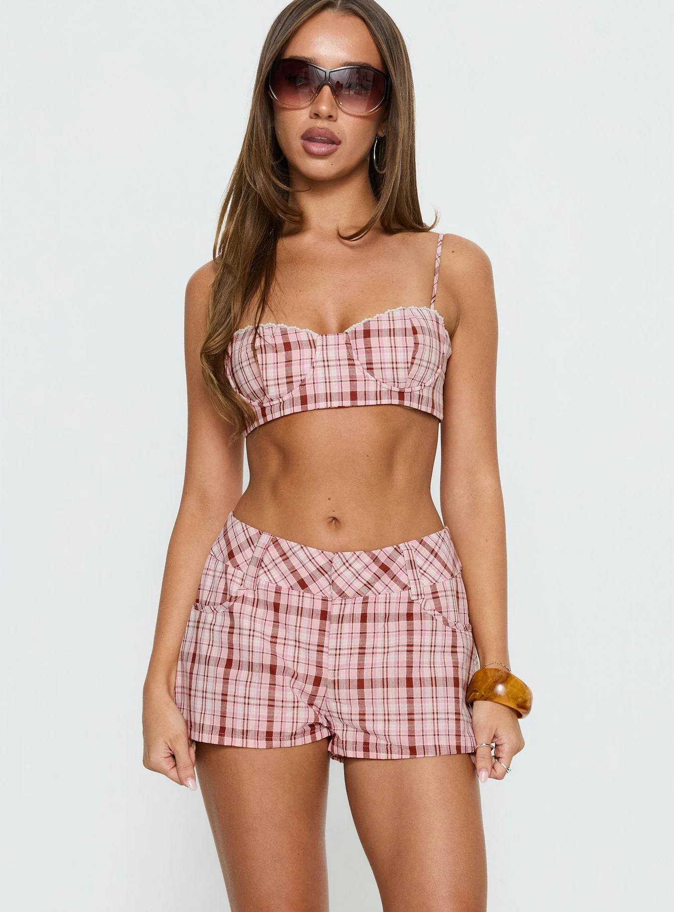 Kosi Micro Shorts Pink Check - Image 2