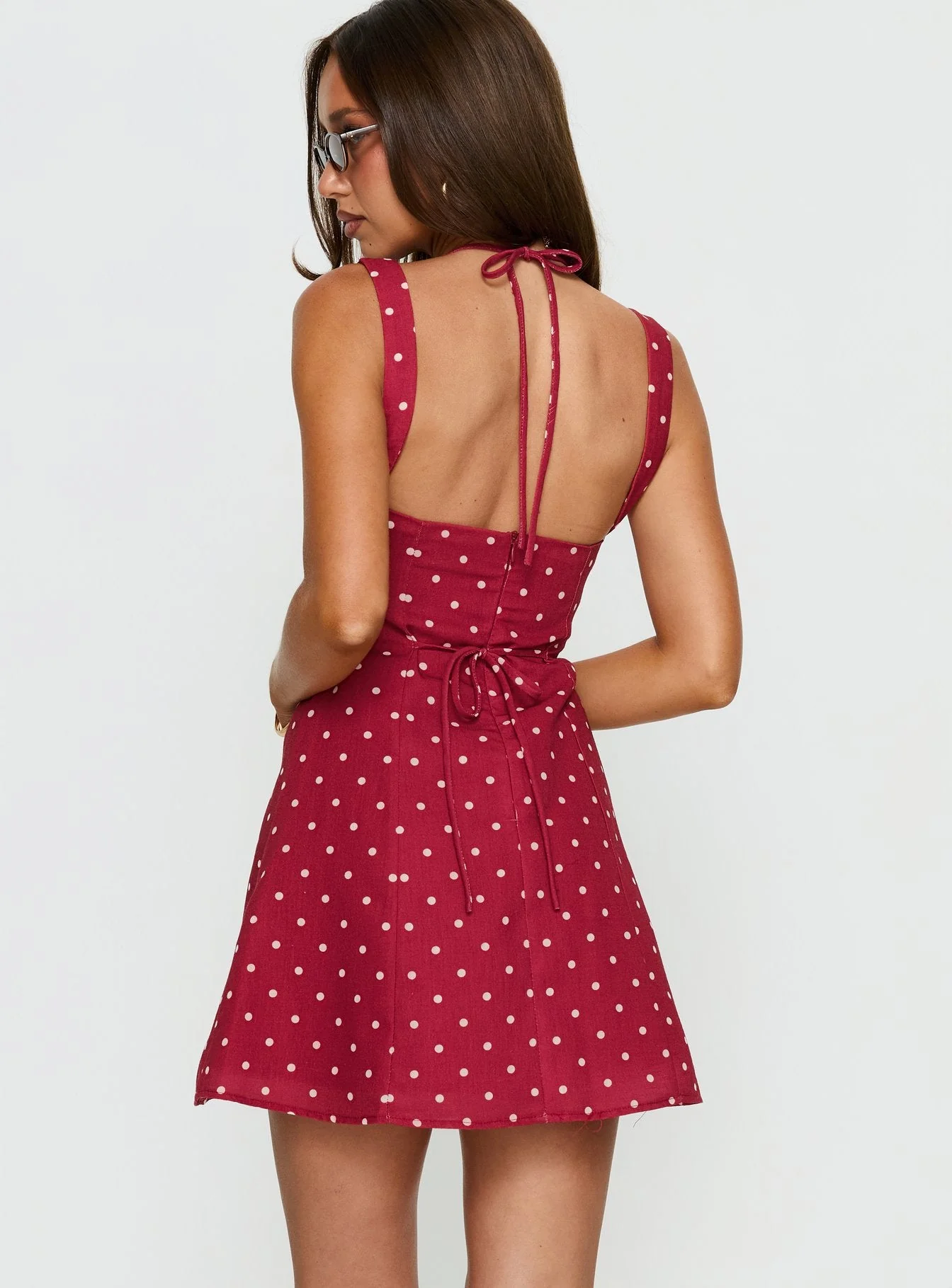 Kourtnae Halter Mini Dress Red Polka Dot - Image 5