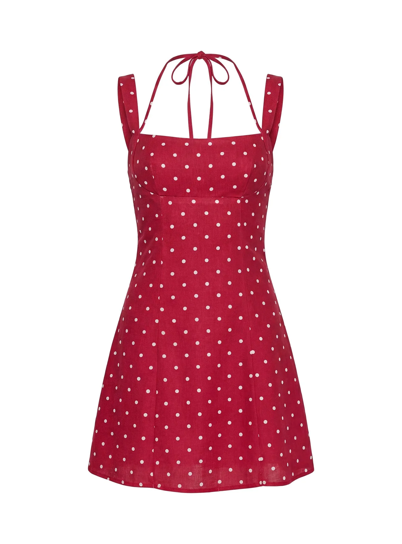 Kourtnae Halter Mini Dress Red Polka Dot - Image 9