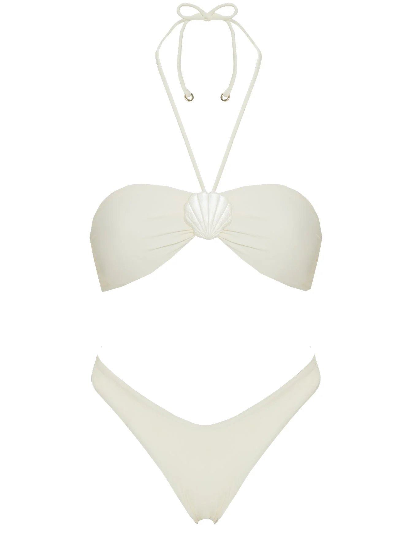 Kylila Halter Shell Bikini Top White - Image 5