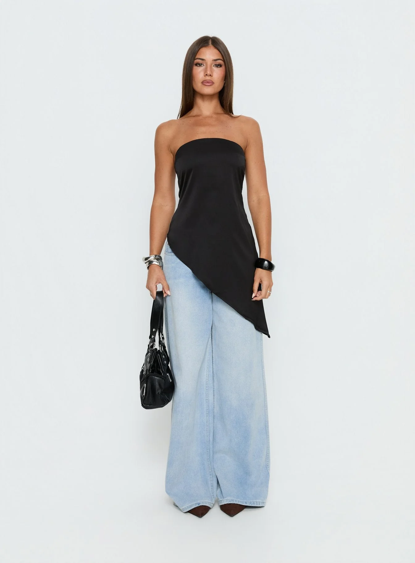 Lamia Strapless Asymmetrical Top Black - Image 8