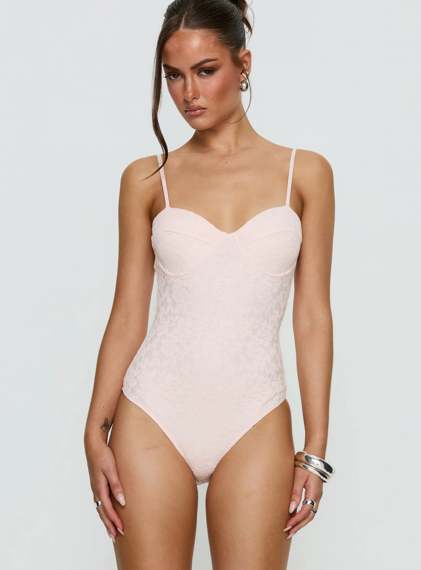 Laryna Lace Bodysuit Pink - Image 6
