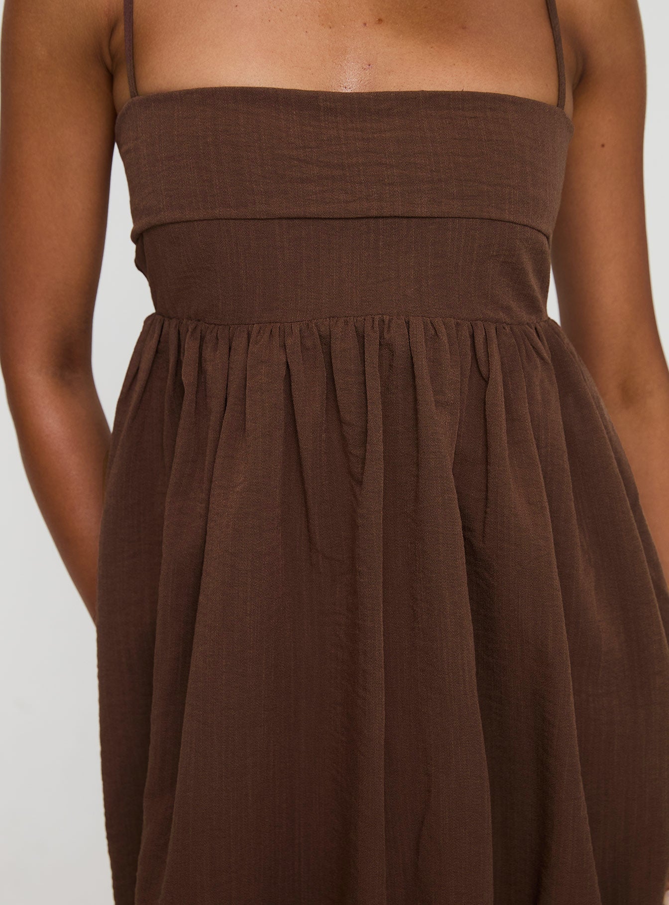 Layken Bubble Hem Mini Dress Chocolate Petite - Image 6