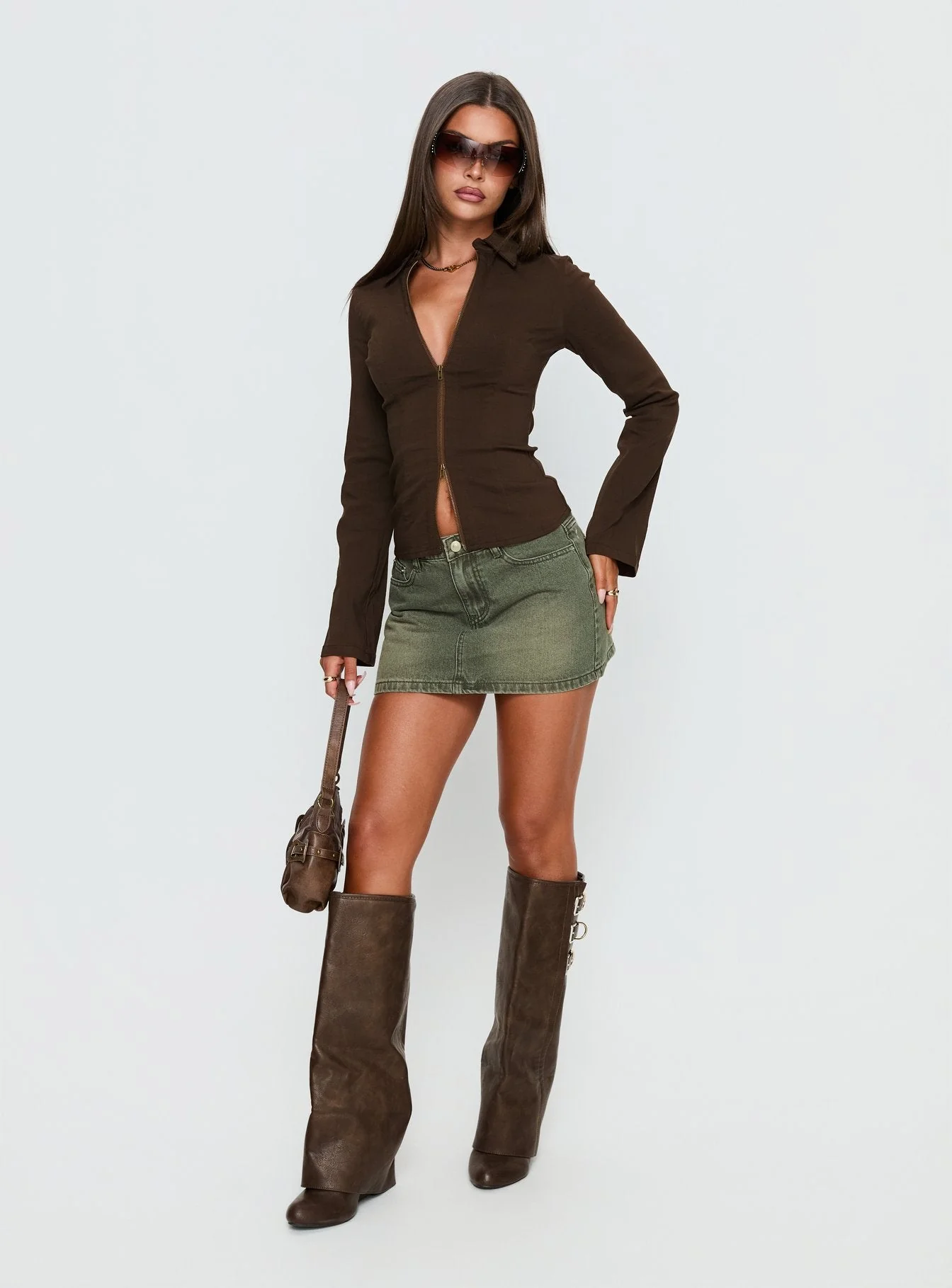 Laynee Butterfly Mini Skirt Washed Green - Image 3