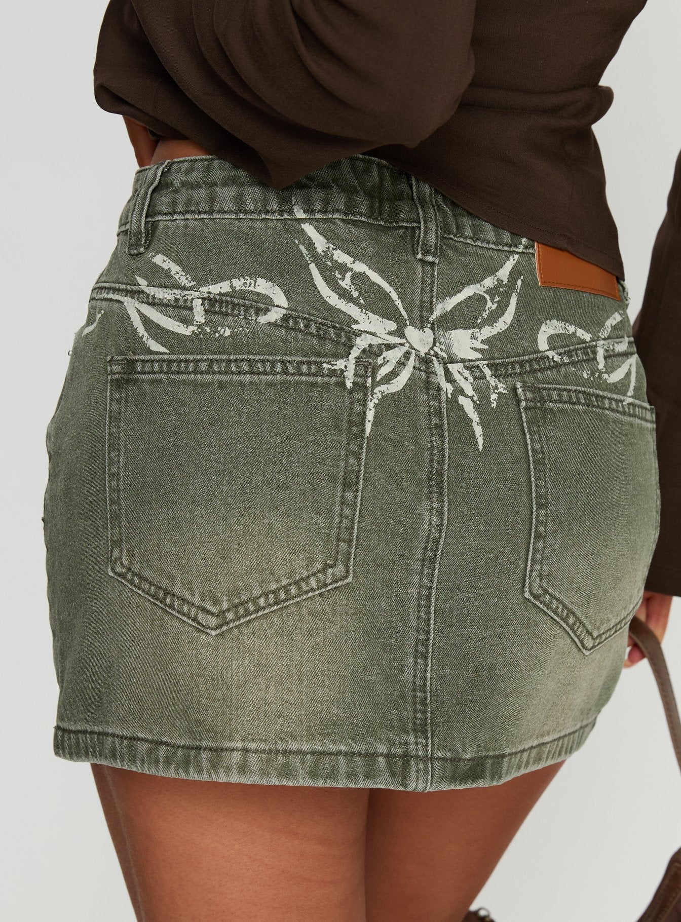 Laynee Butterfly Mini Skirt Washed Green - Image 6