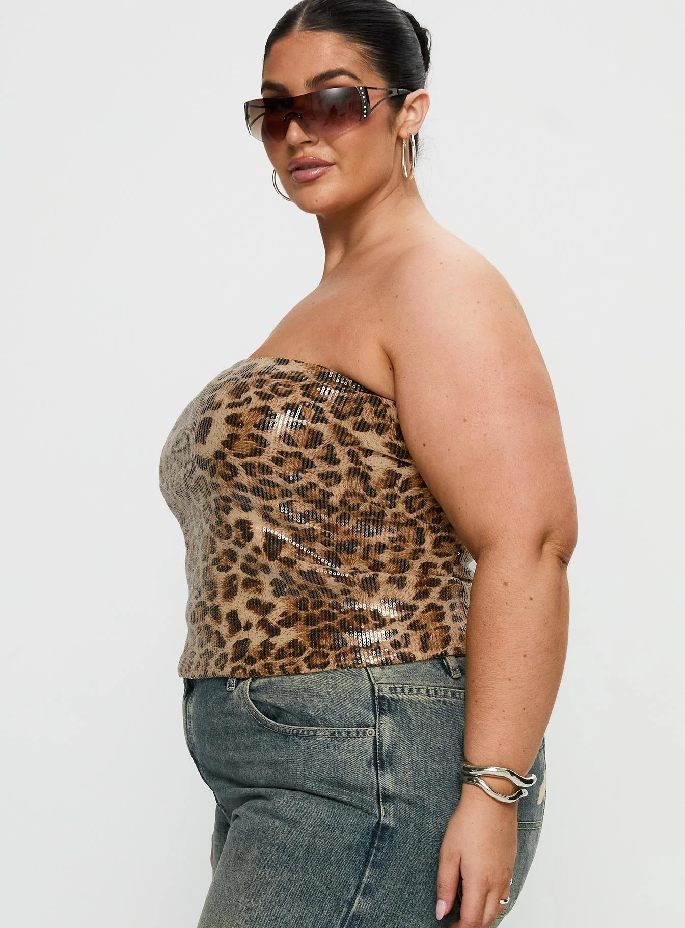 Learn To Fly Strapless Sequin Top Leopard Curve - Image 4