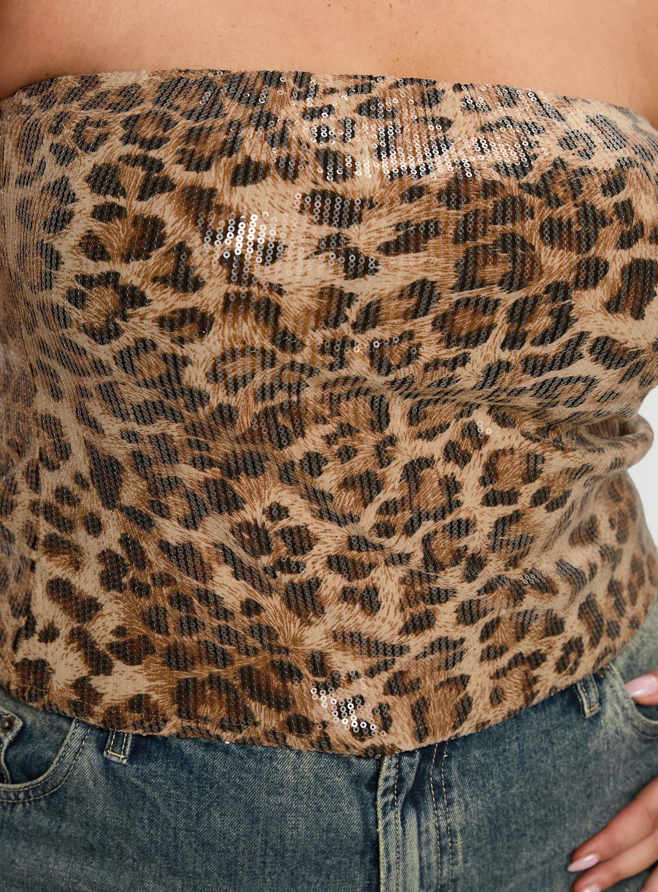 Learn To Fly Strapless Sequin Top Leopard Curve - Image 6