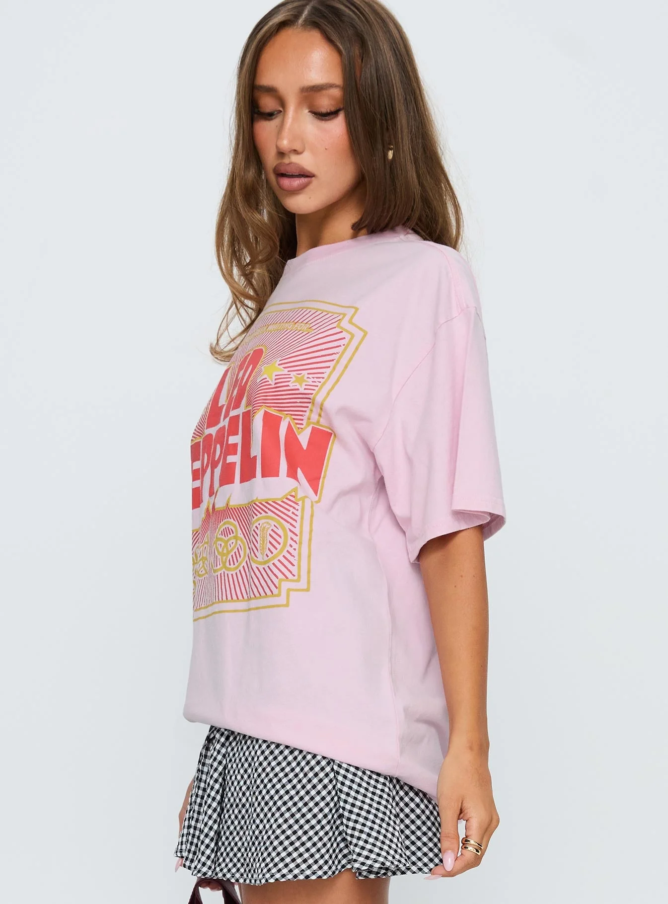 Led Zeppelin Oversized Vintage Graphic Top Pink - Image 3