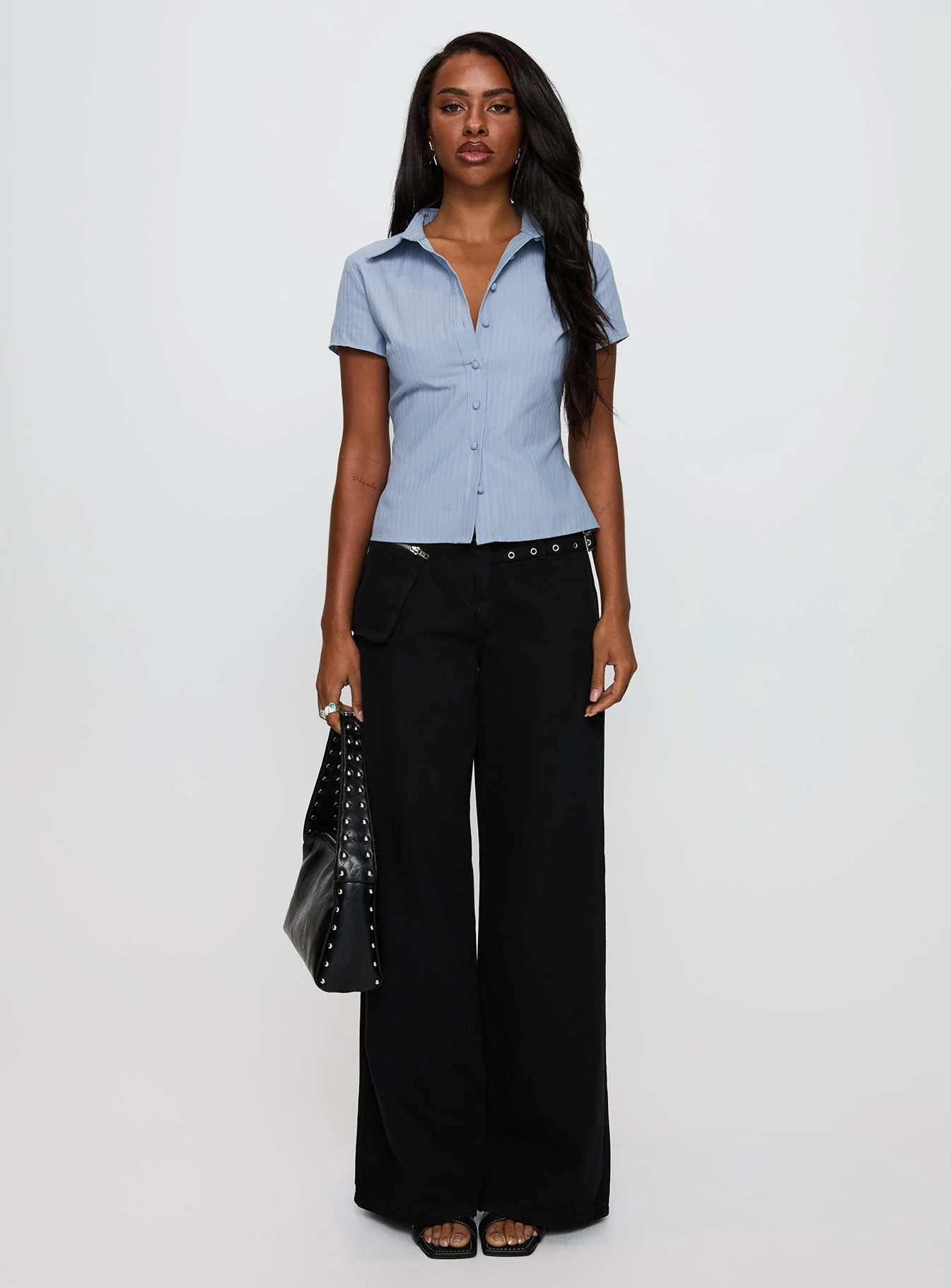 Lift Off Button Up Top Blue - Image 7