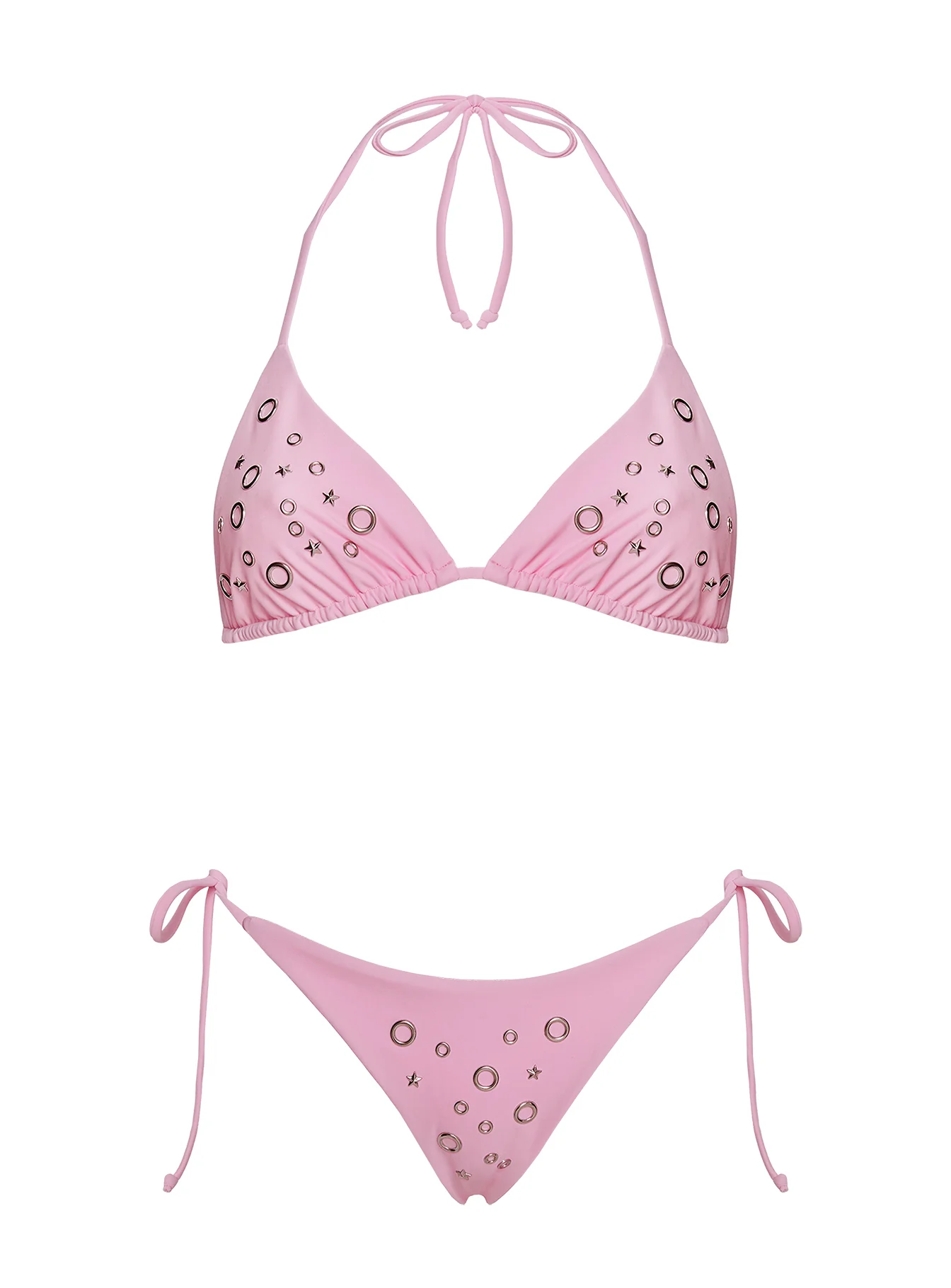 Likaia Embellished Tie Side Bikini Bottom Pink - Image 5