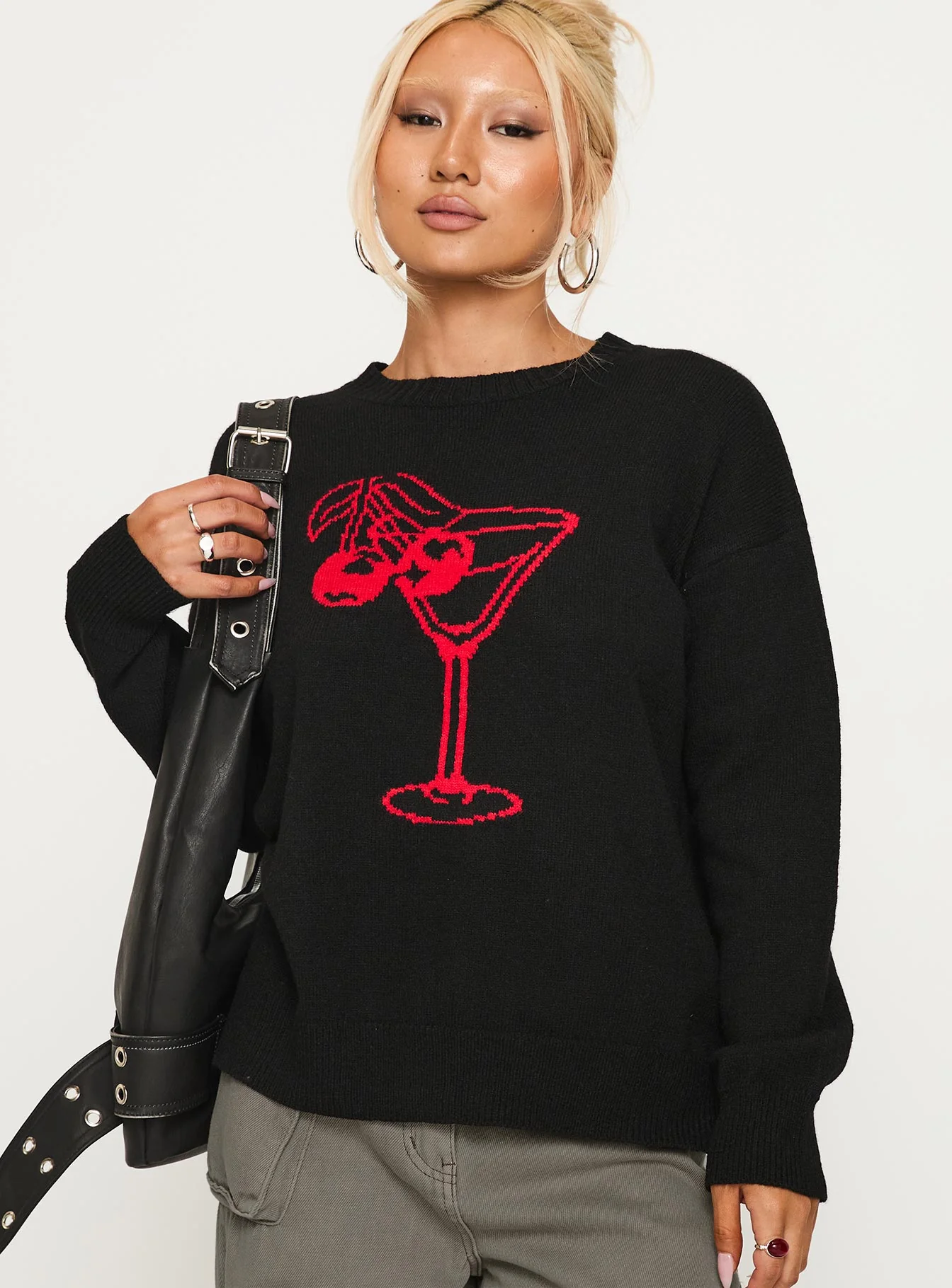 Like A Charm Knit Sweater Black / Red - Image 2
