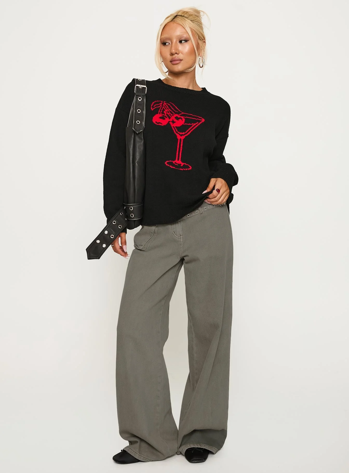 Like A Charm Knit Sweater Black / Red - Image 3