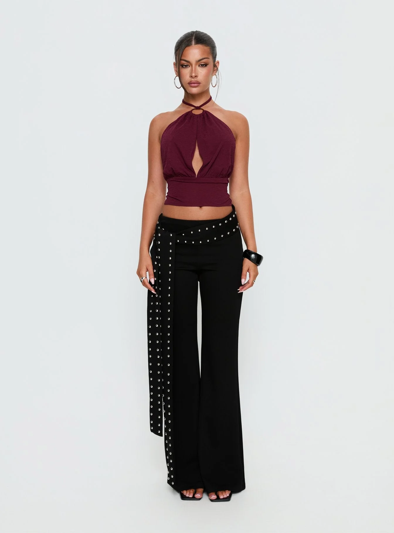 Lindie Tie Back Ring Detail Top Wine - Image 6