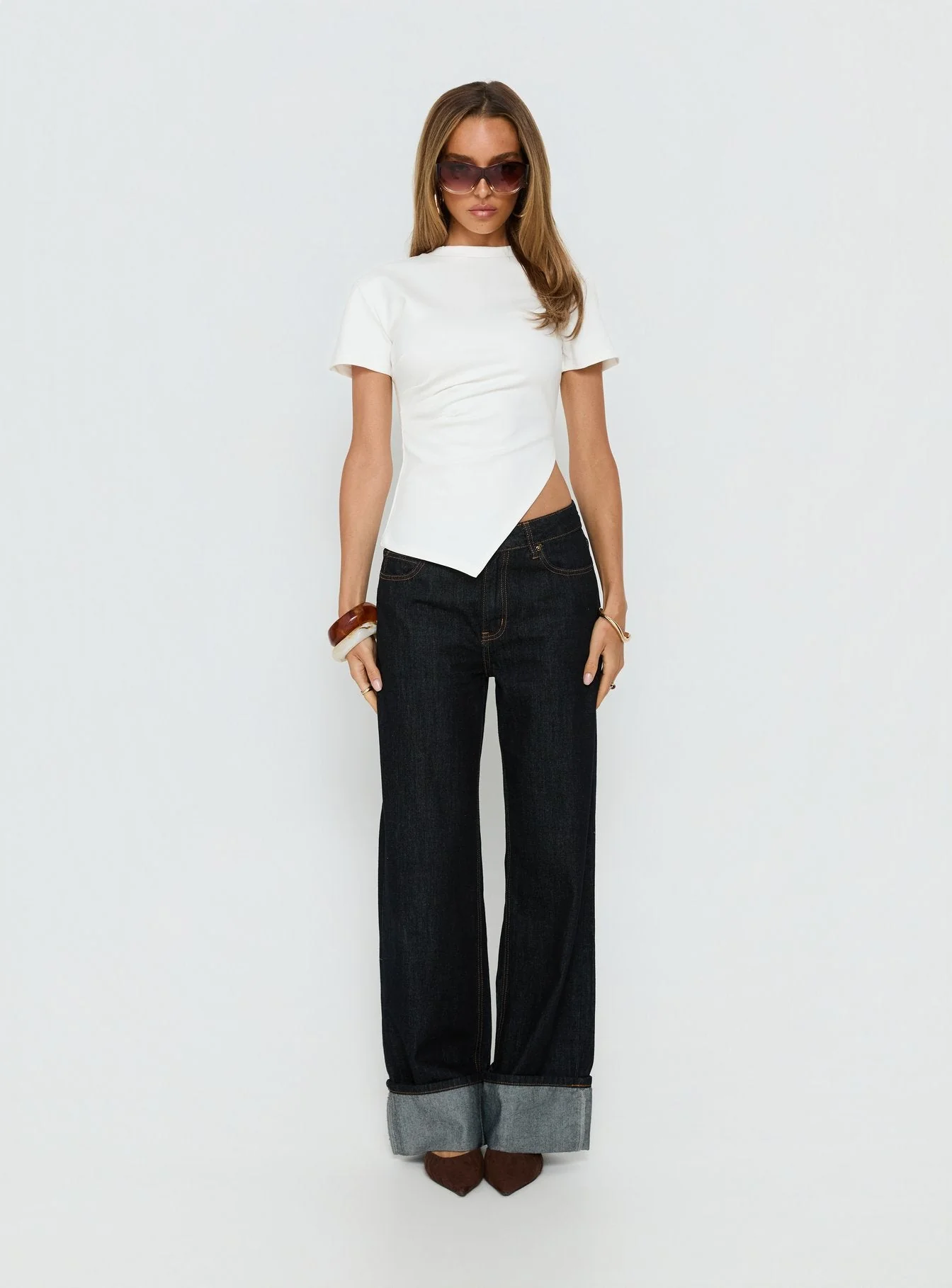 Lioxa Ruched Waist Tee White - Image 8