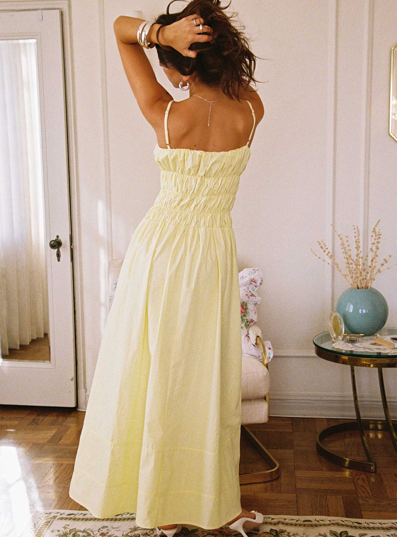 Loralei Shirred Maxi Dress Yellow - Image 3