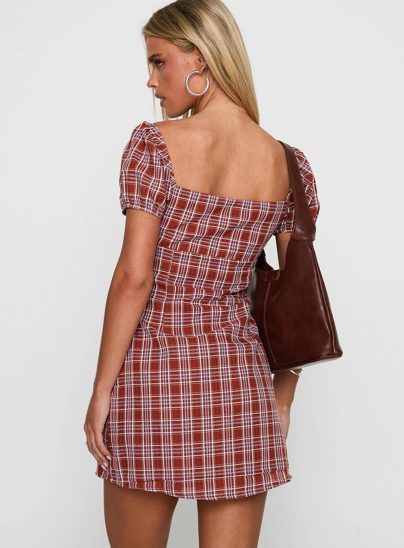 Love Supreme Mini Dress Red Check - Image 5