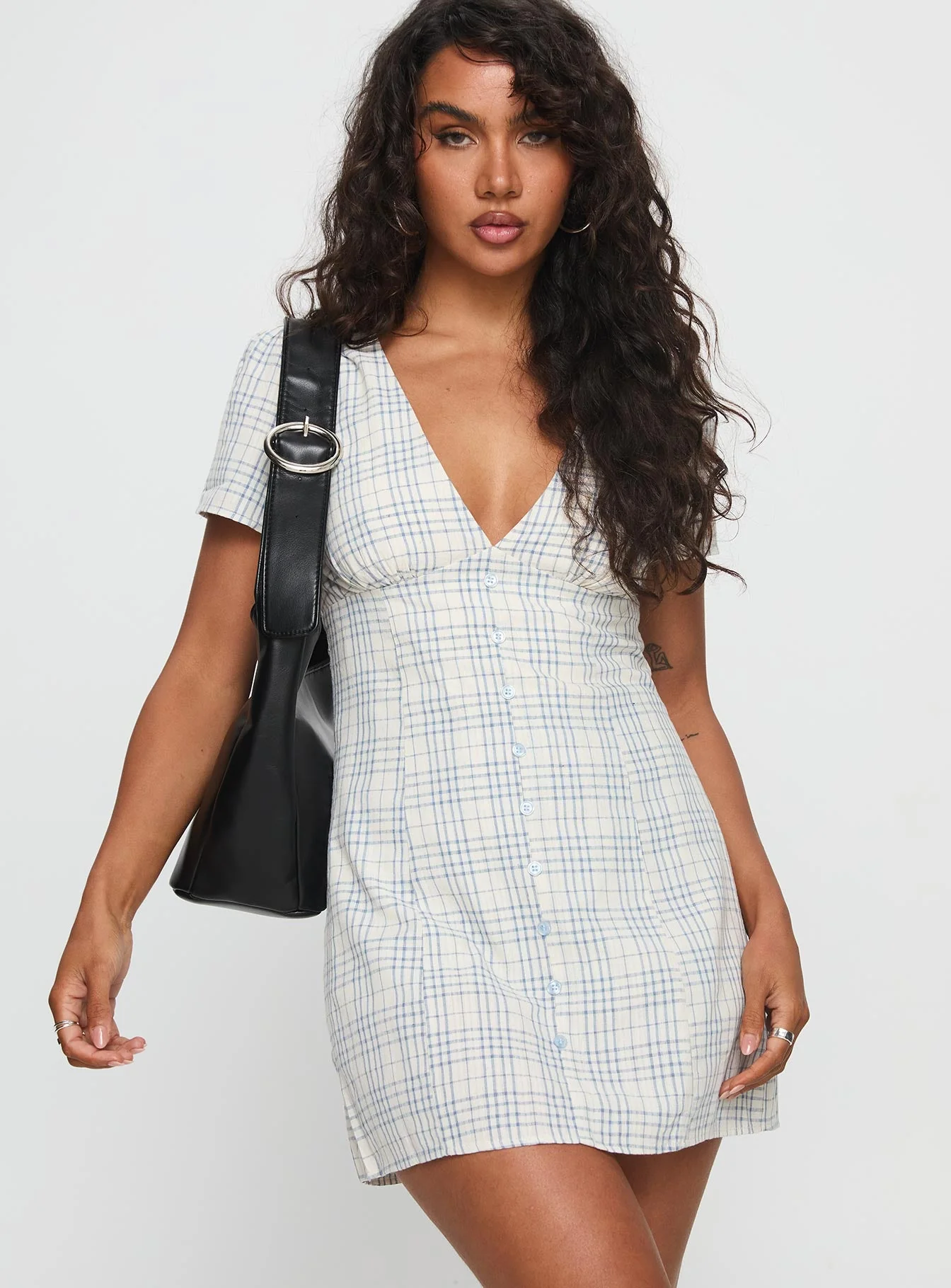 Loveliness Playsuit Blue Check - Image 2