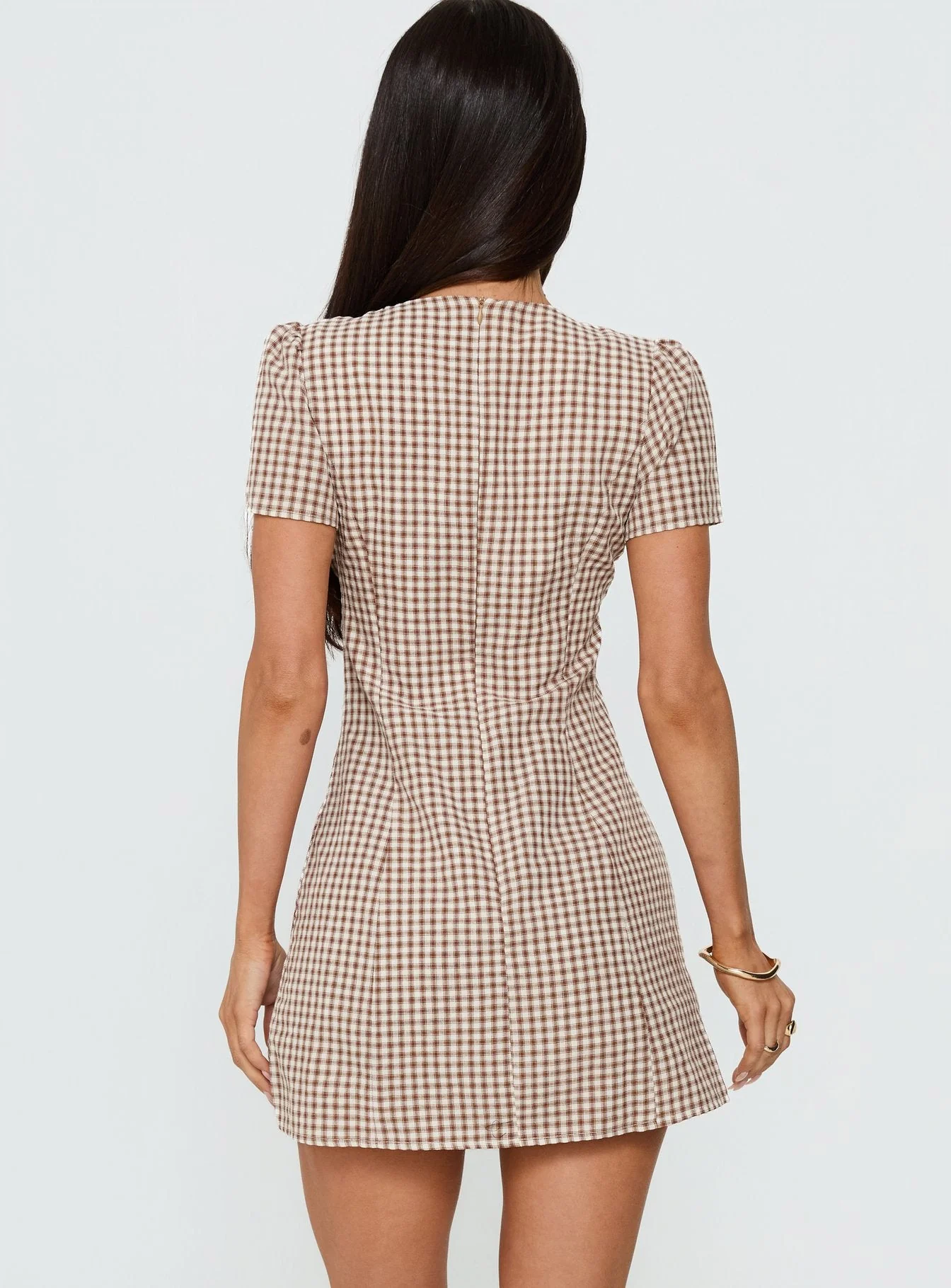 Loveliness Playsuit Brown Check Tall - Image 5