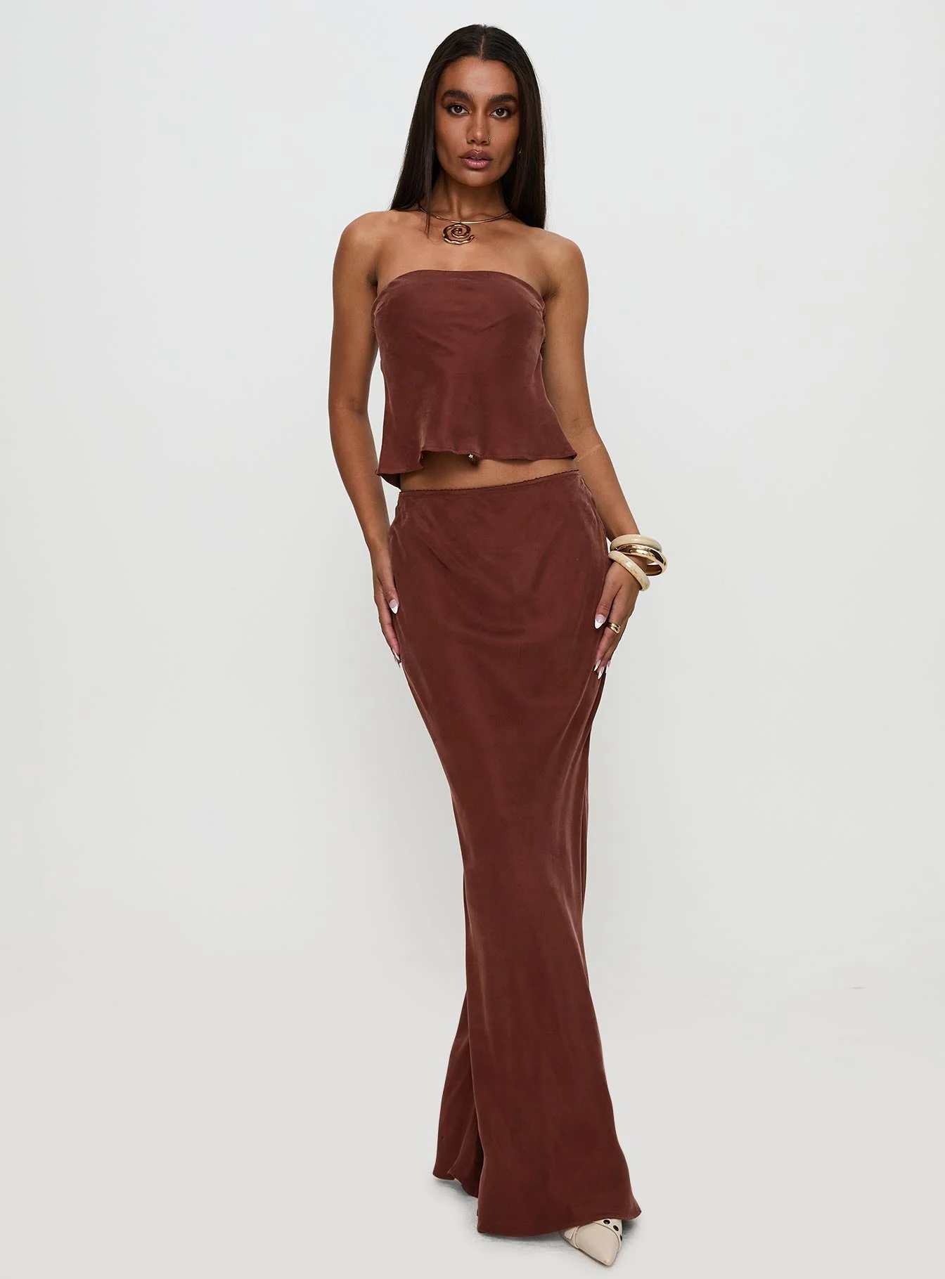 Lucelia Maxi Skirt Brown - Image 3