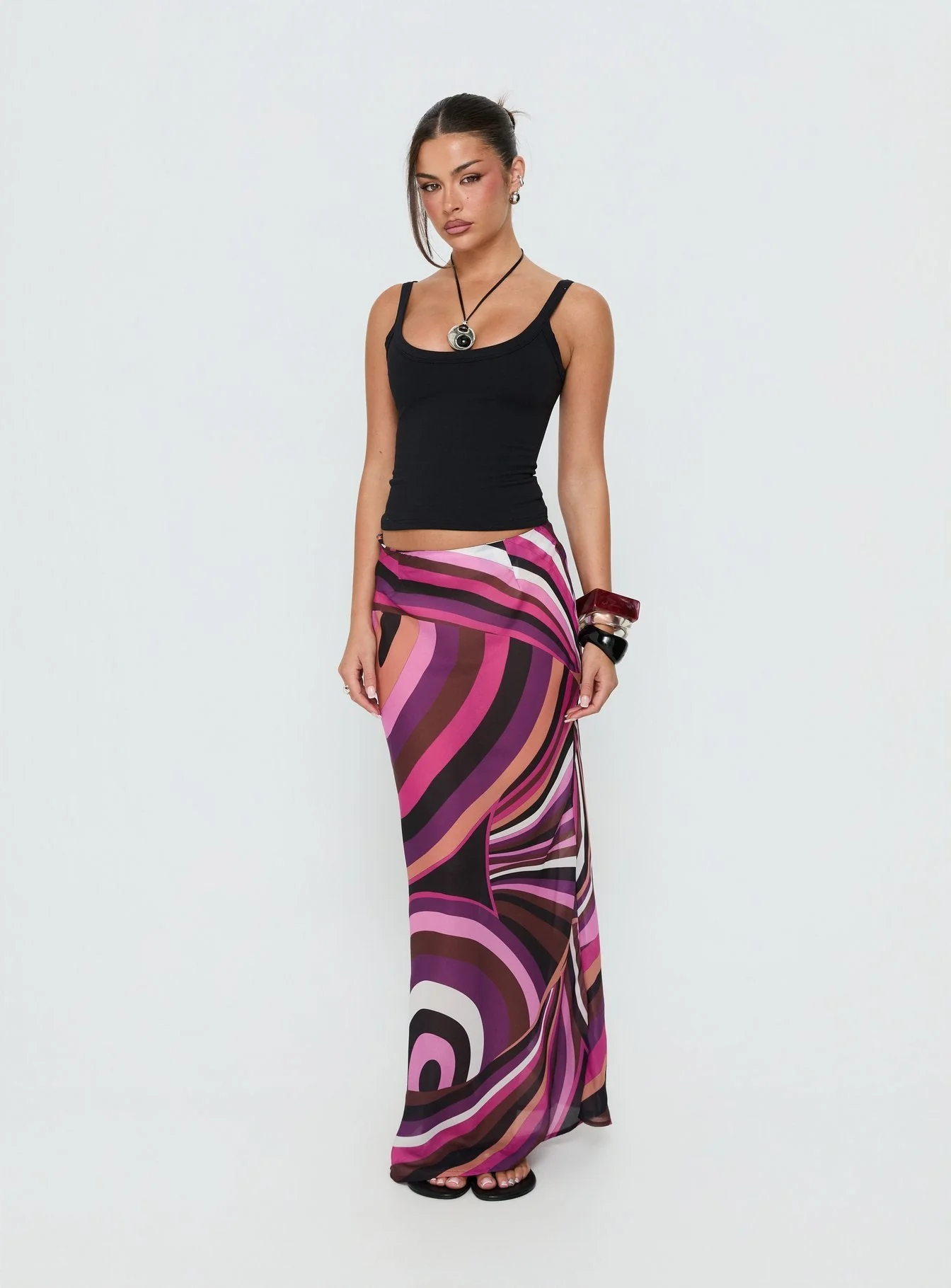 Lucidia Maxi Skirt Pink Retro - Image 2