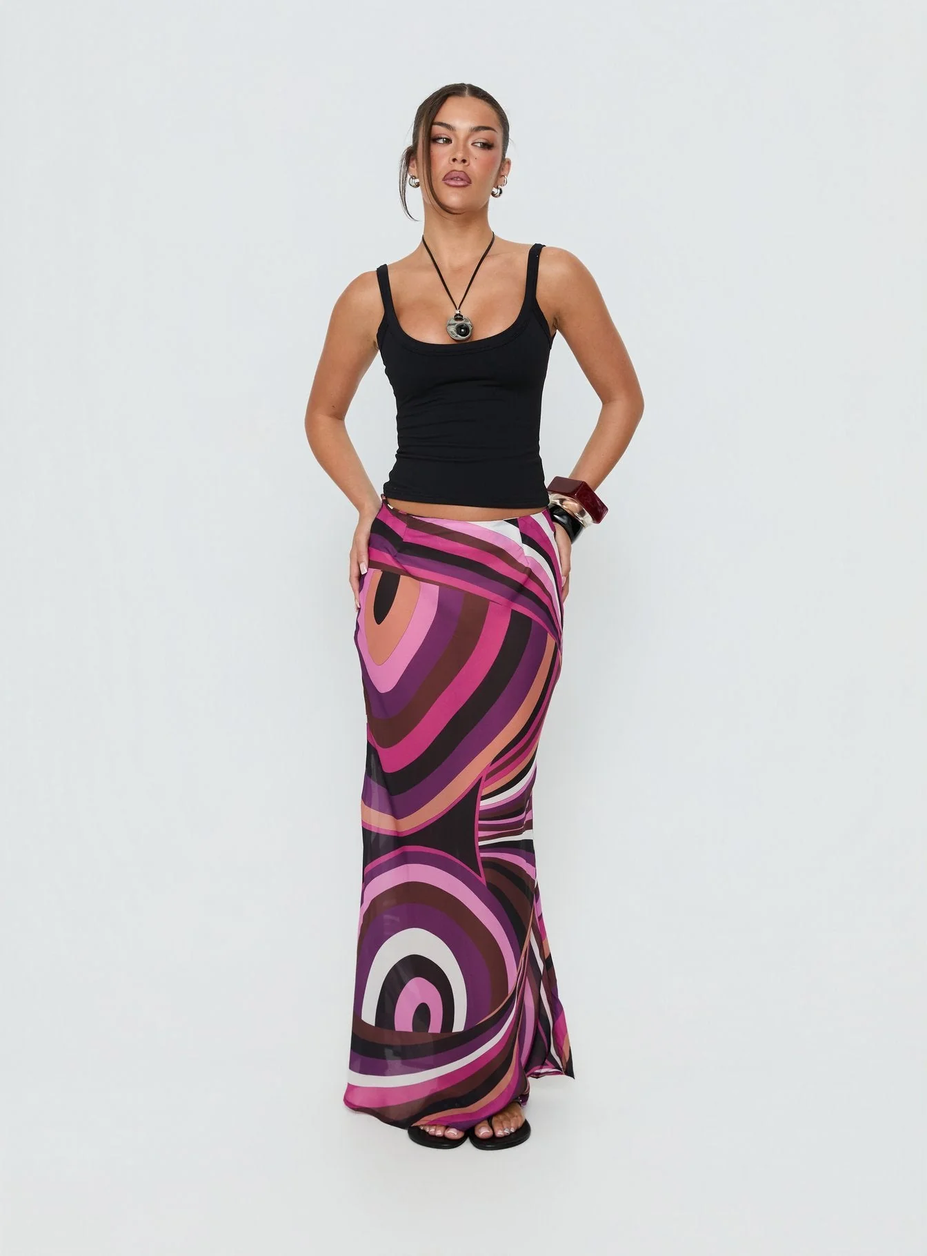 Lucidia Maxi Skirt Pink Retro - Image 3