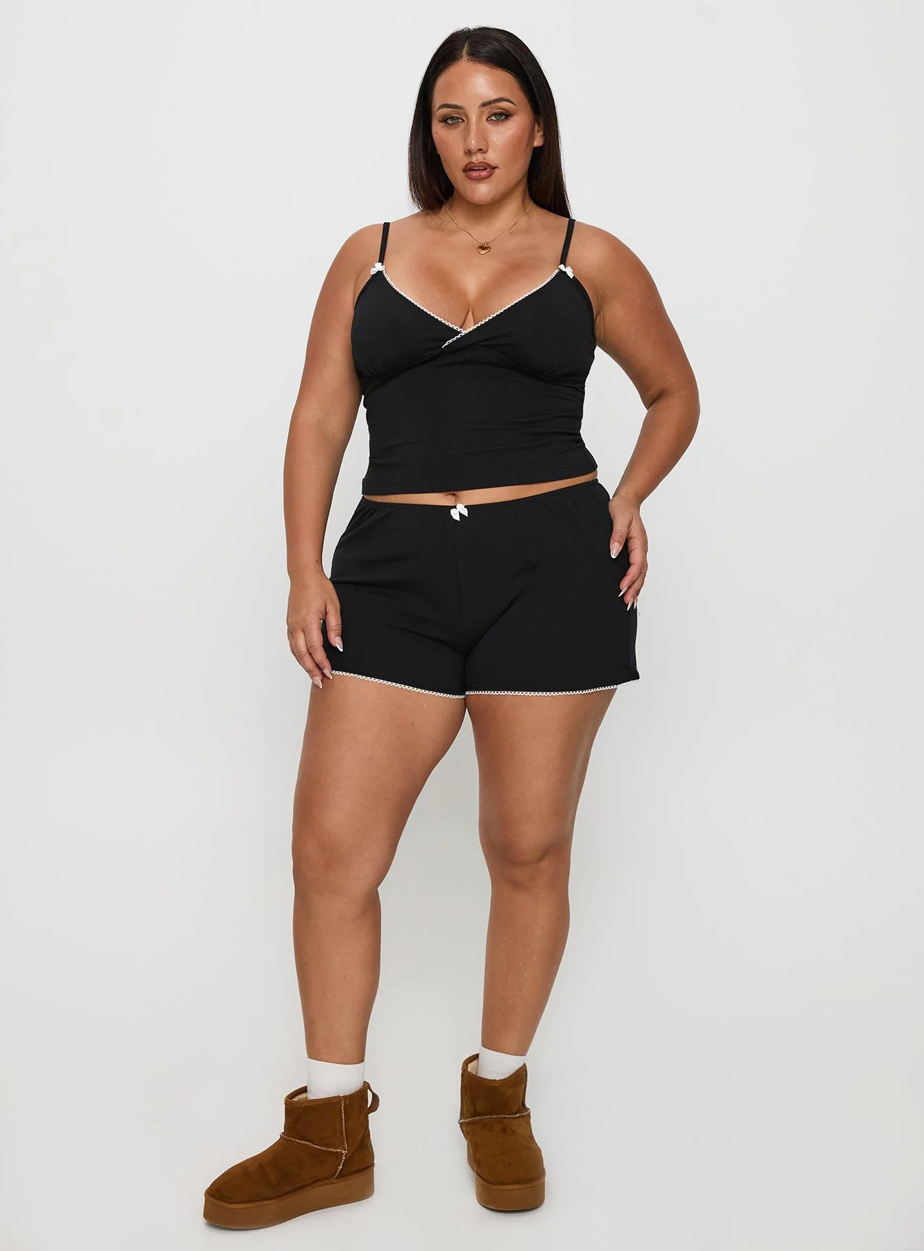 Lullabies Jersey Cami Top Black Curve - Image 3