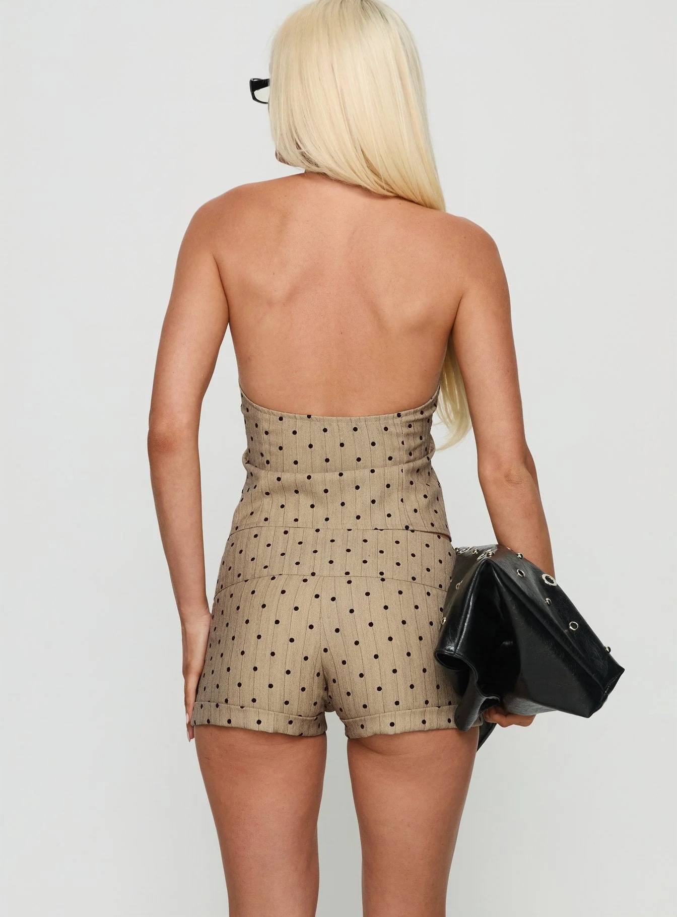 Lumin Shorts Polka Pinstripe Beige - Image 5