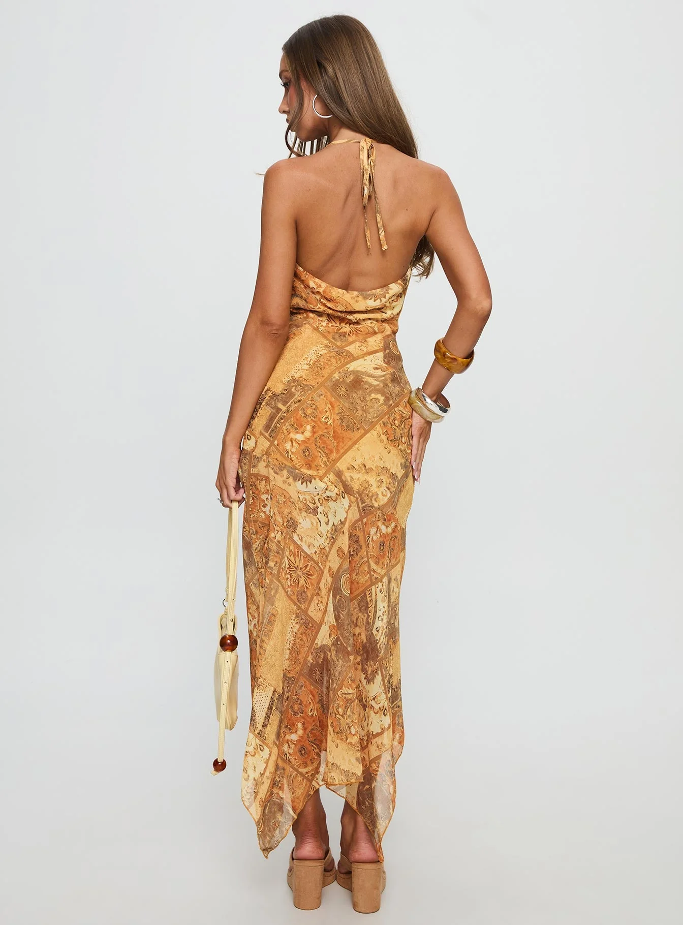 Lyanna Halter Cowl Neck Maxi Dress Multi - Image 6
