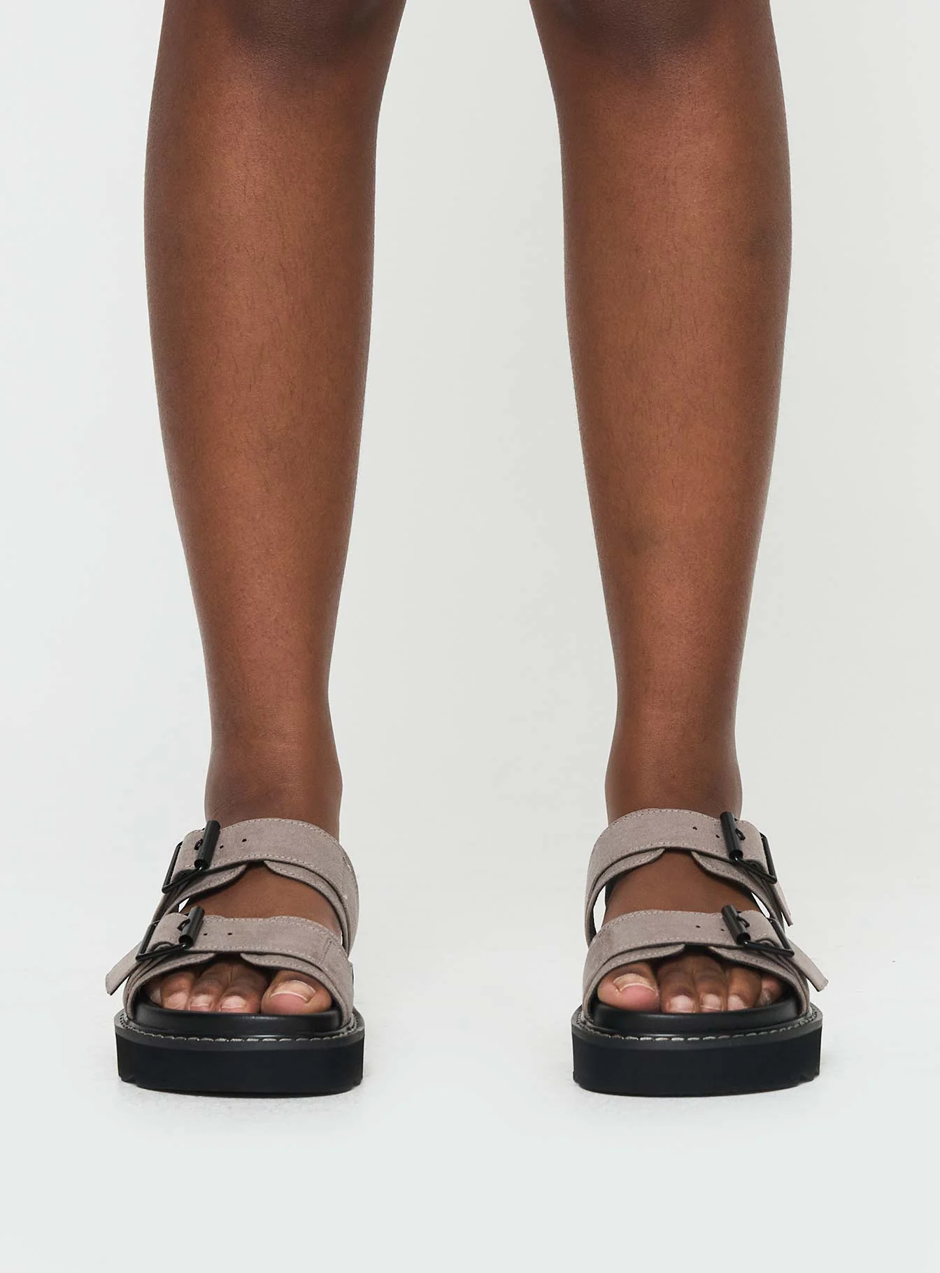 Ma Belle Sandals Faux Suede Taupe - Image 2