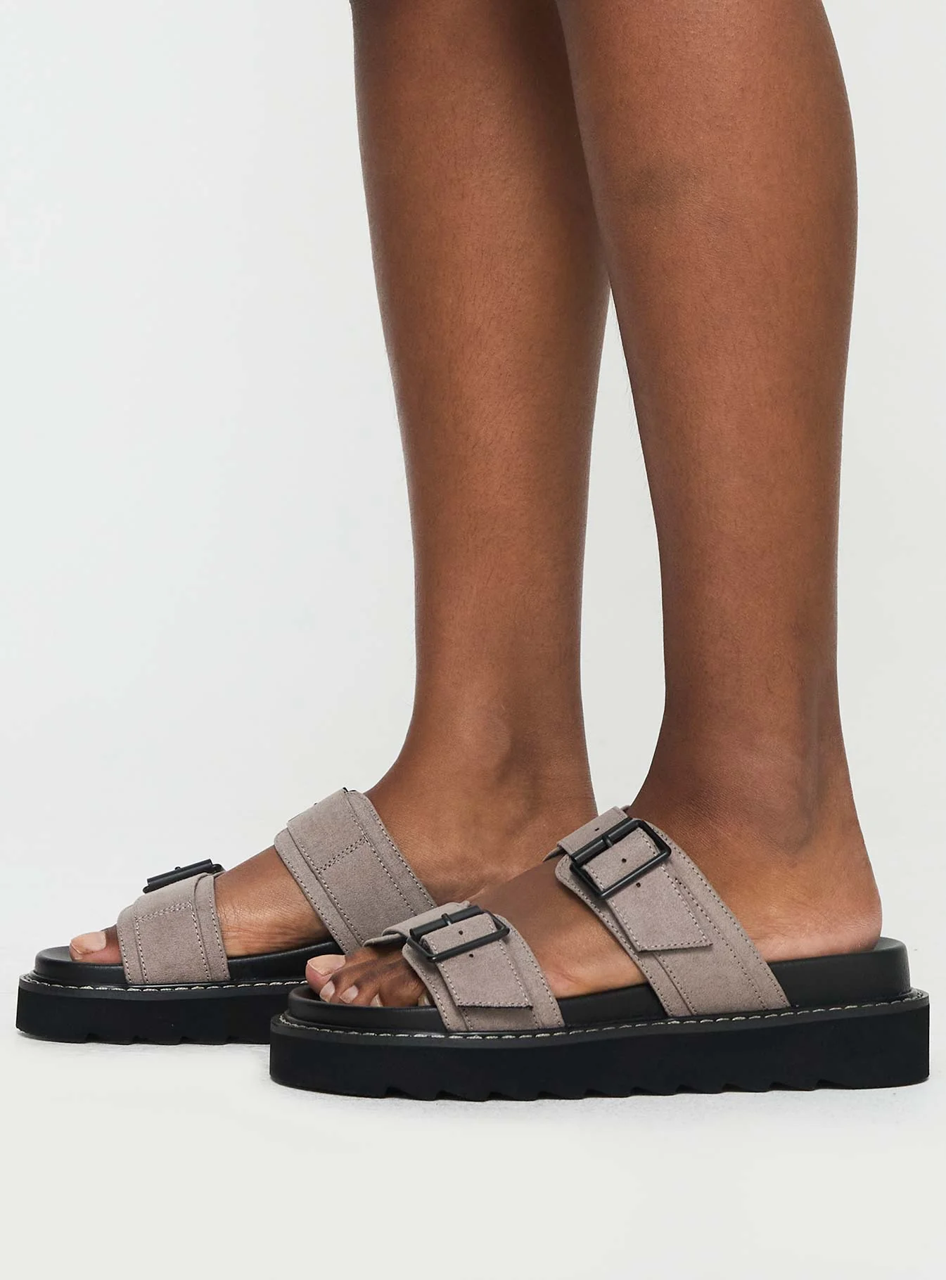 Ma Belle Sandals Faux Suede Taupe - Image 3