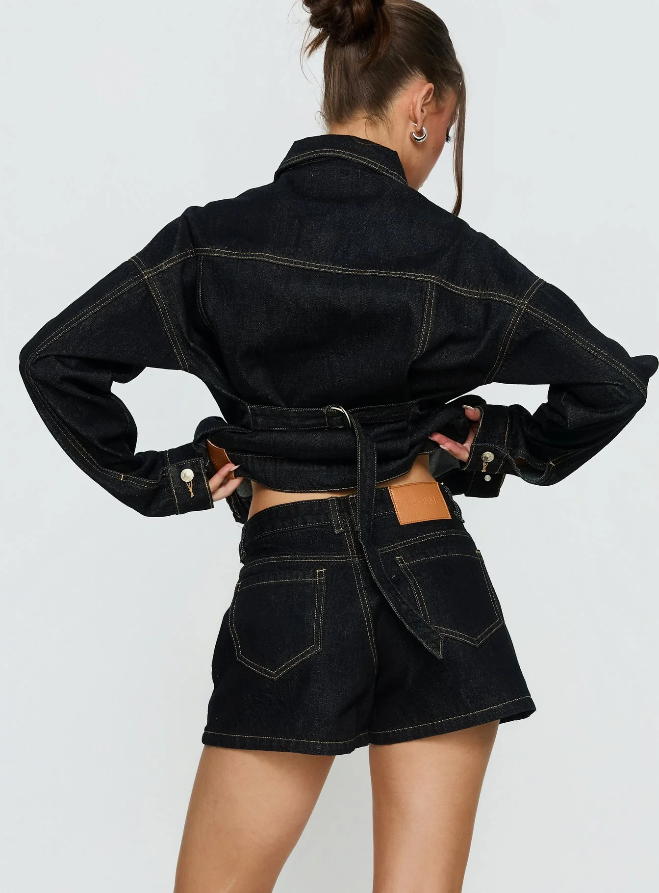 Mackenza Mid Rise Denim Shorts Raw Denim - Image 5