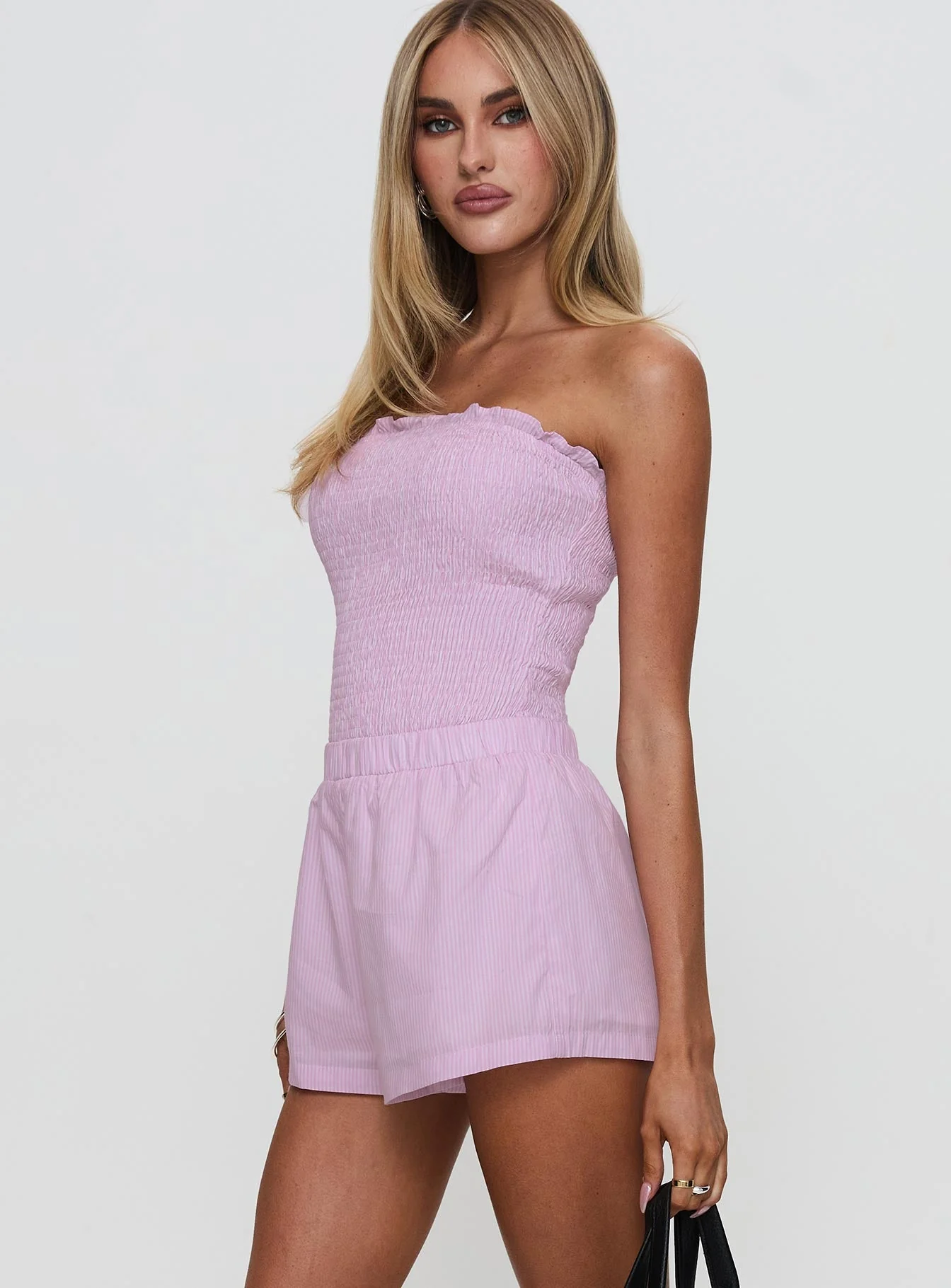 Made For Me Strapless Playsuit Pink Stripe - Image 4