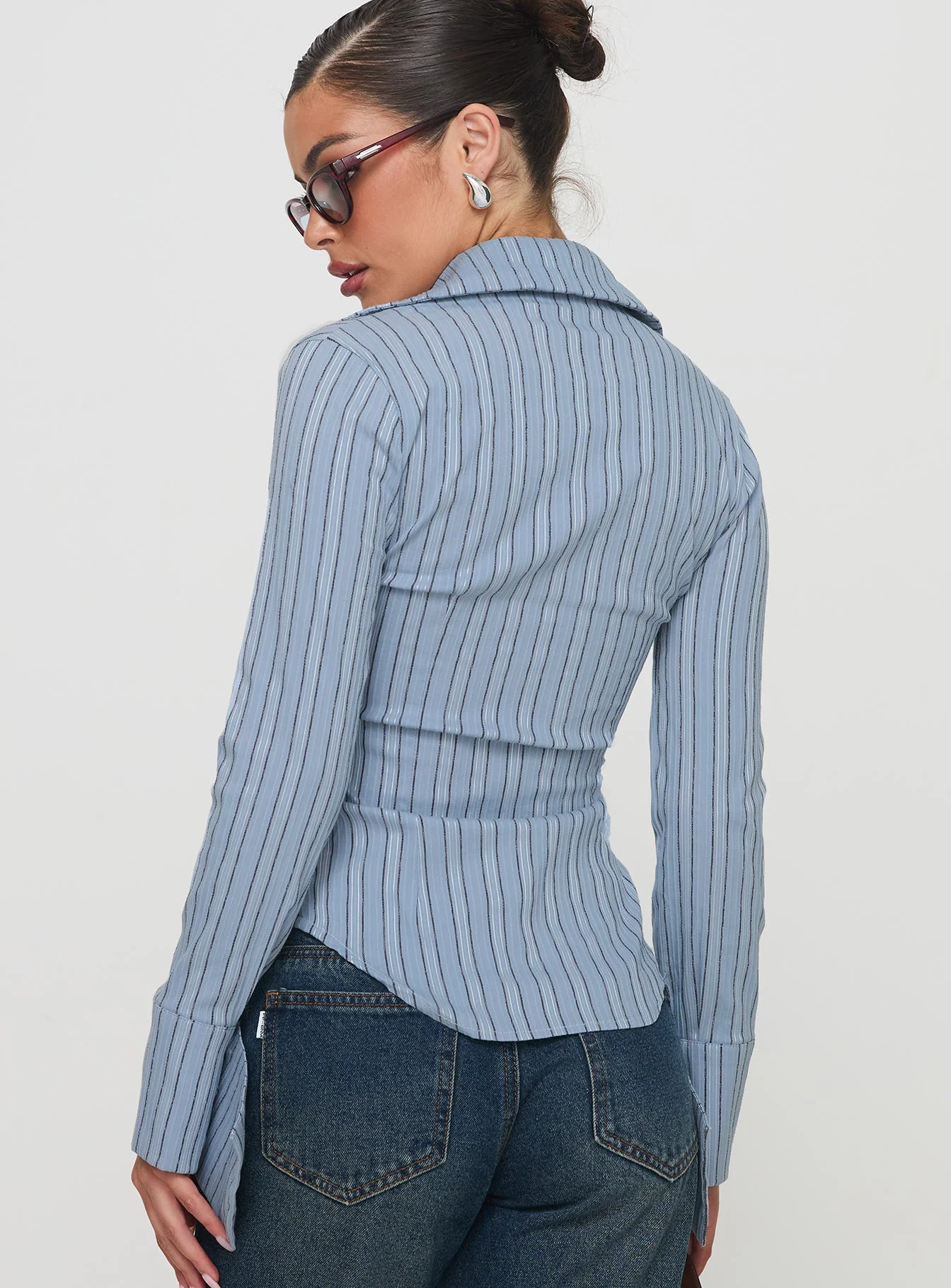 Madlin Long Sleeve Top Blue Stripe - Image 5