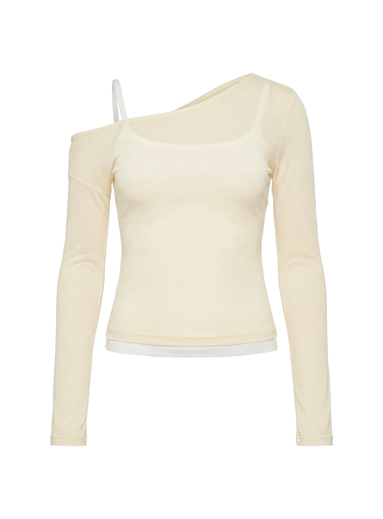 Maezie Off Shoulder Layered Long Sleeve Top Yellow / White - Image 10