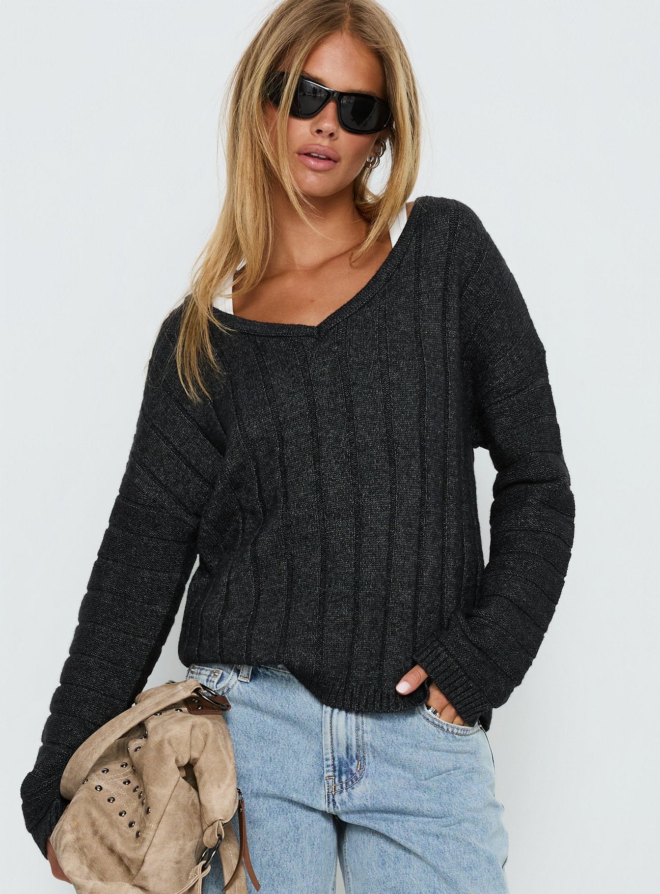 Main Thing Knit Sweater Black Marle - Image 2