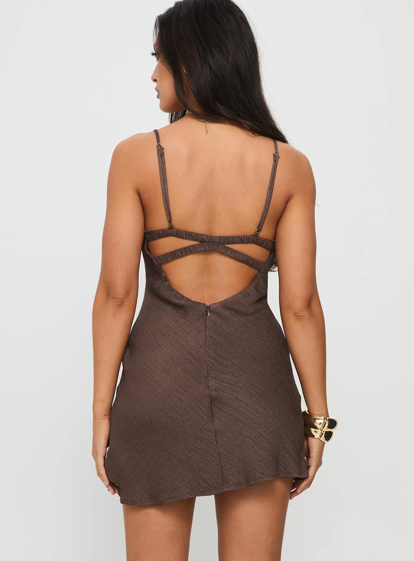 Makaia Balconette Mini Dress Brown - Image 4
