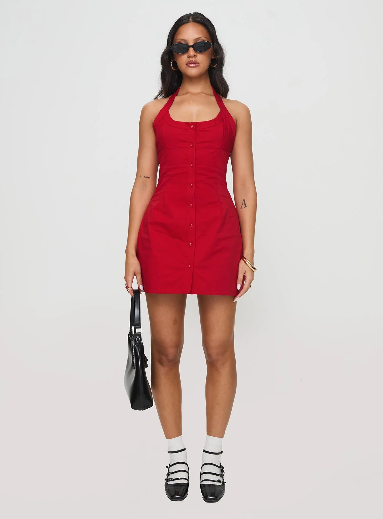 Mallorie Halter Mini Dress Red Tall - Image 9