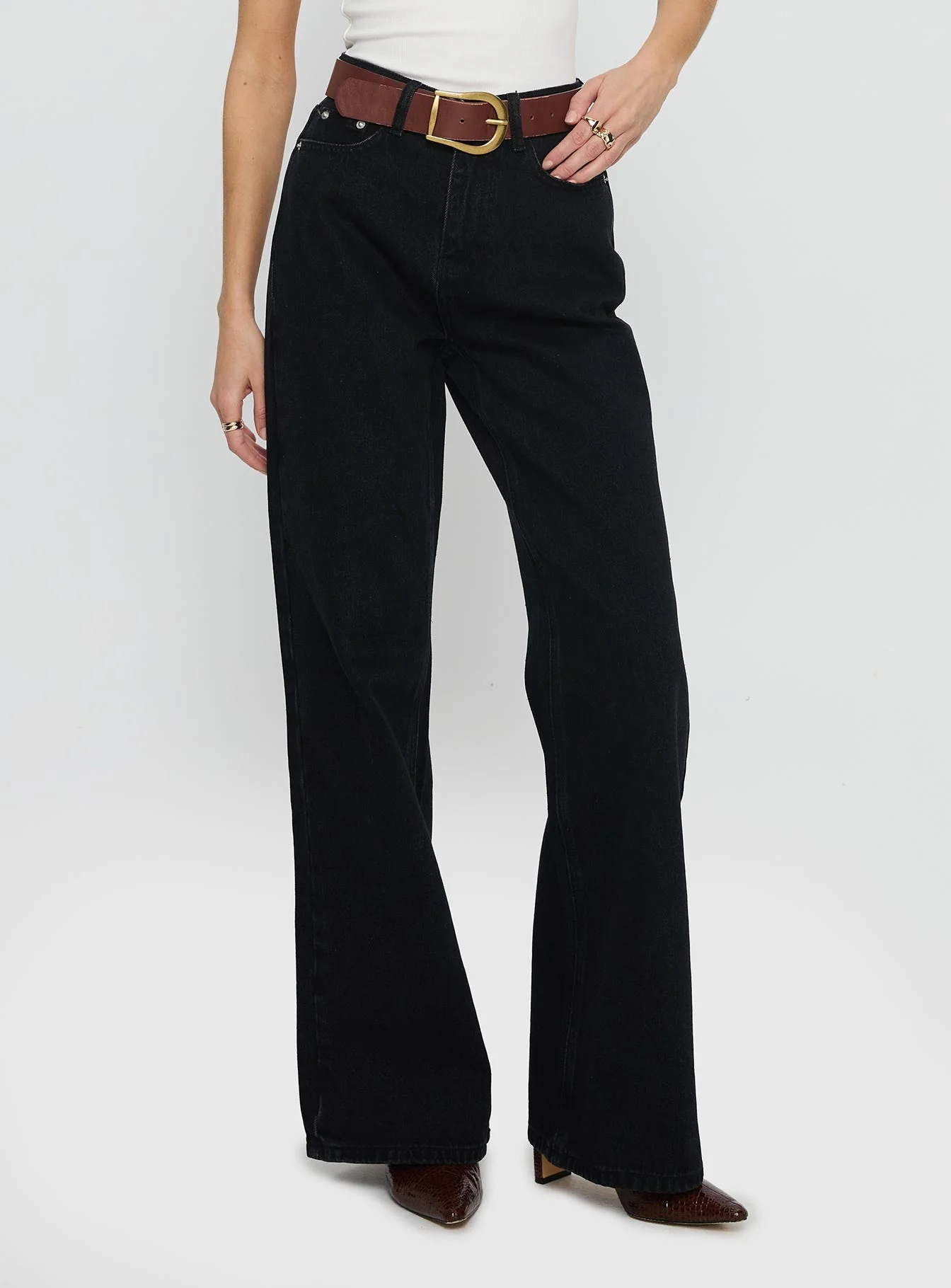 Maple Mid Rise Flare Washed Black - Image 2