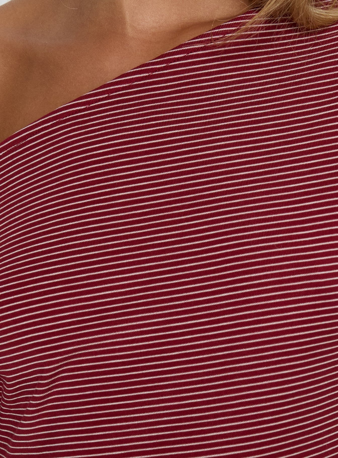Sugar Surge Off Shoulder Sleep Top Cherry Stripe - Image 6