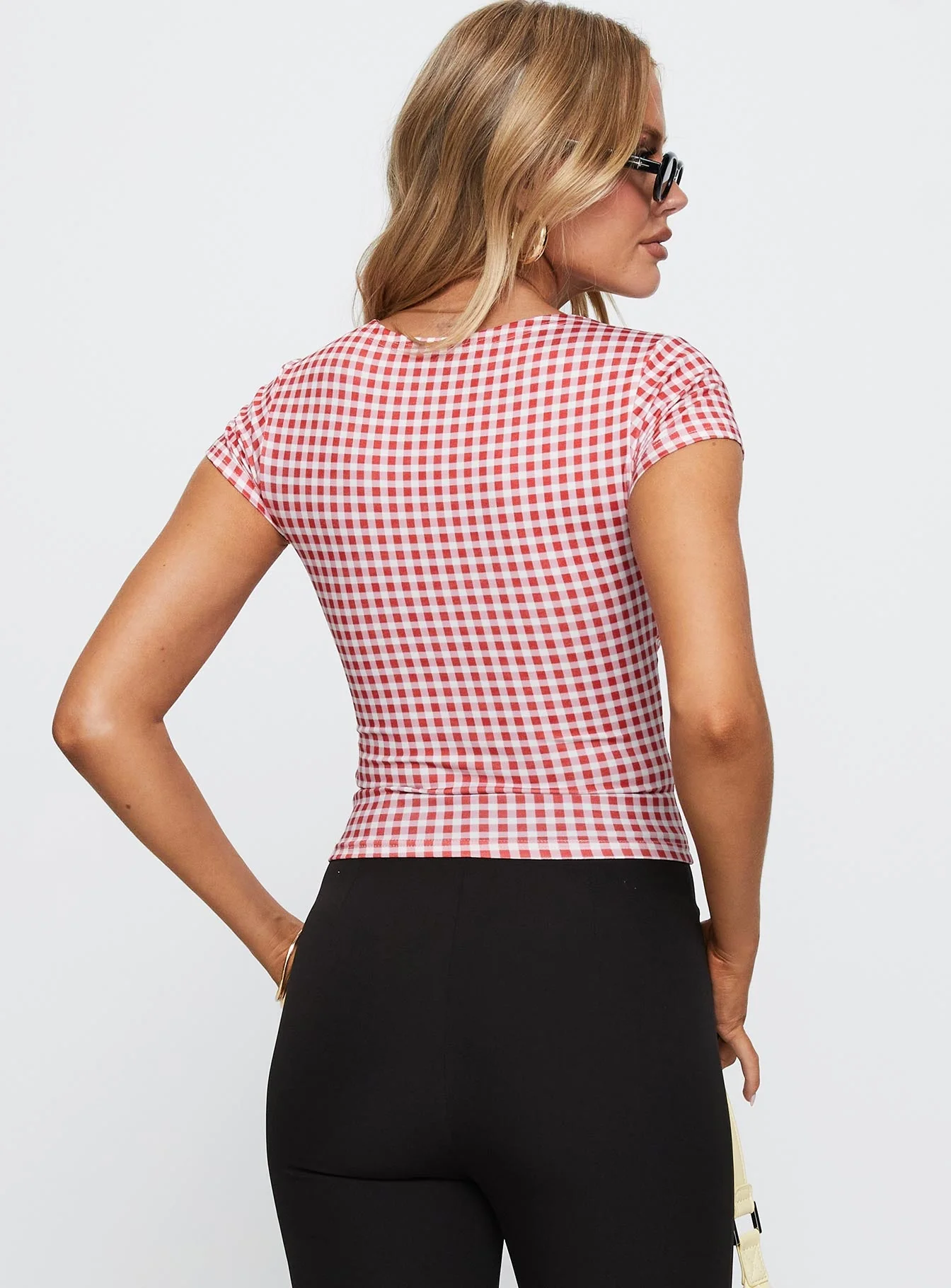 Marcello Graphic Top Red Check - Image 5
