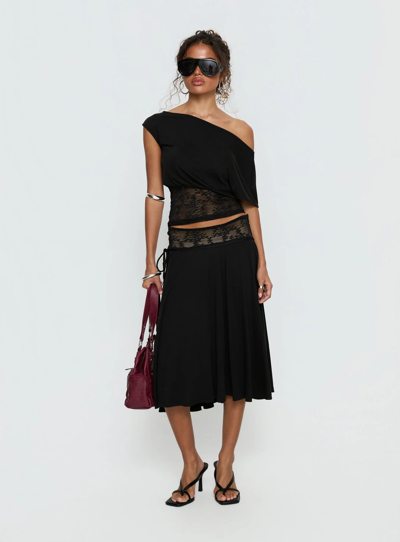 Marienna Lace Midi Skirt Black - Image 2