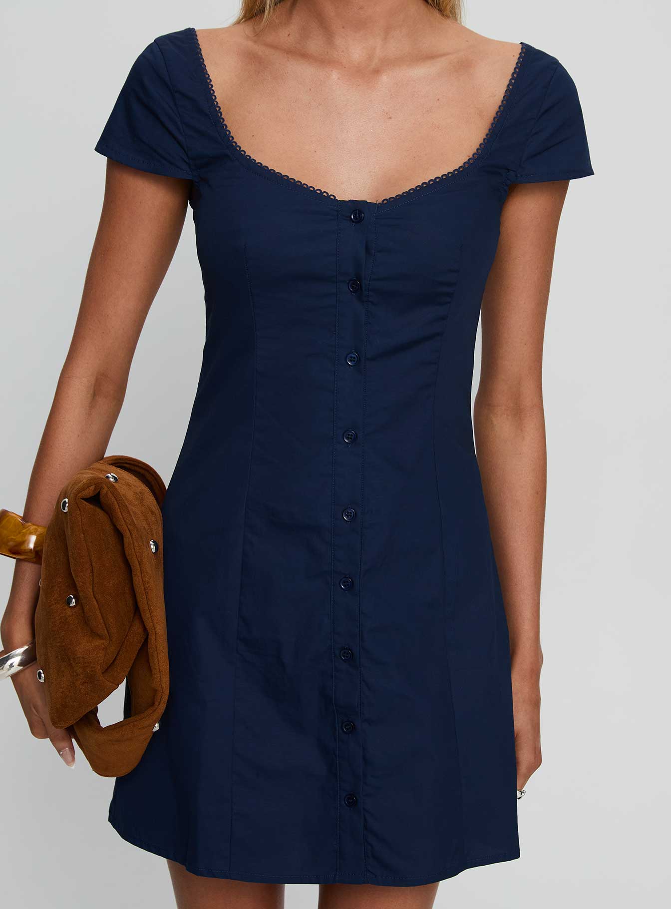 Marisella Button Down Mini Dress Navy - Image 5