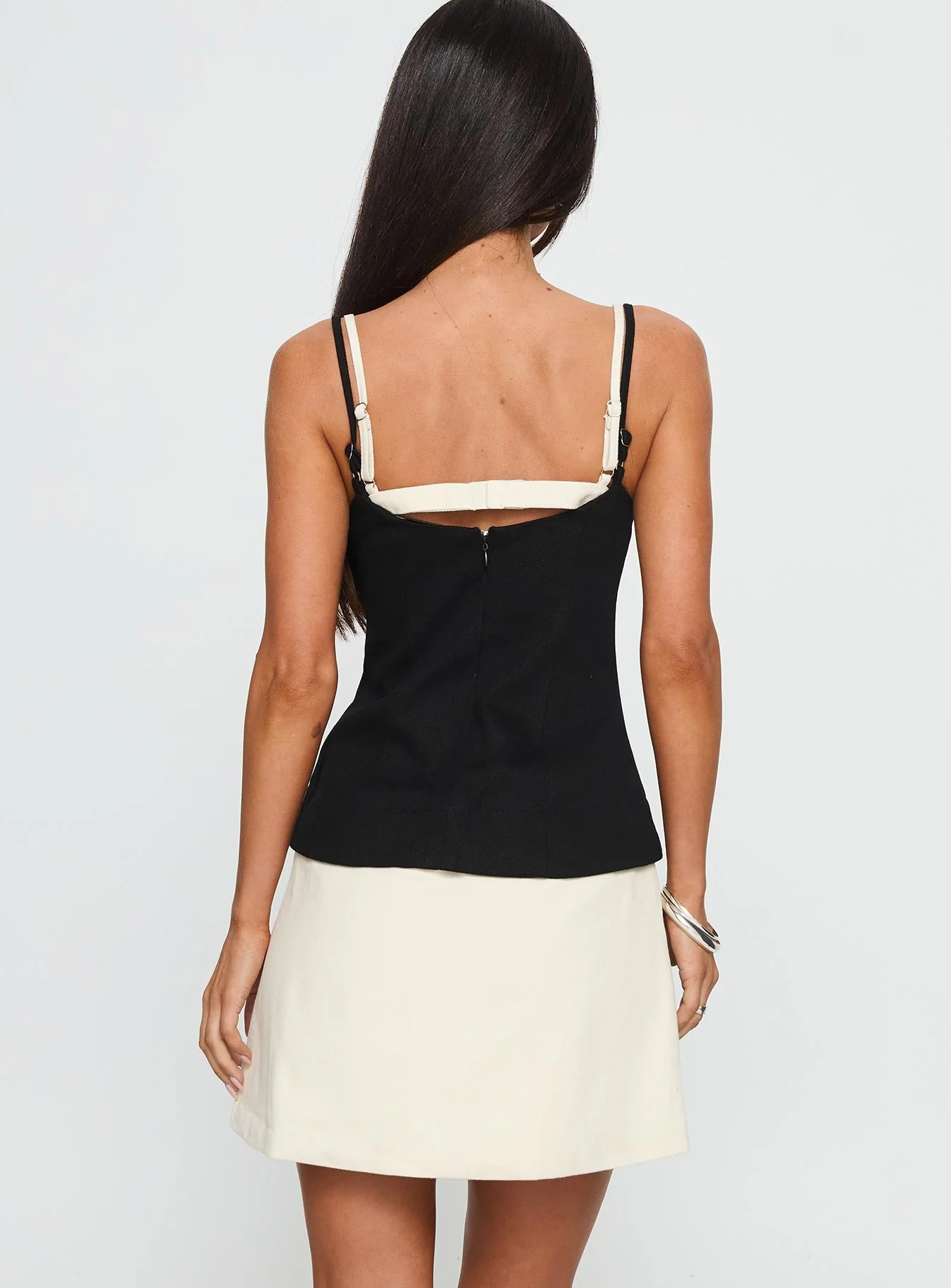 Mariselle Layered Corset Mini Dress Black / Cream - Image 5