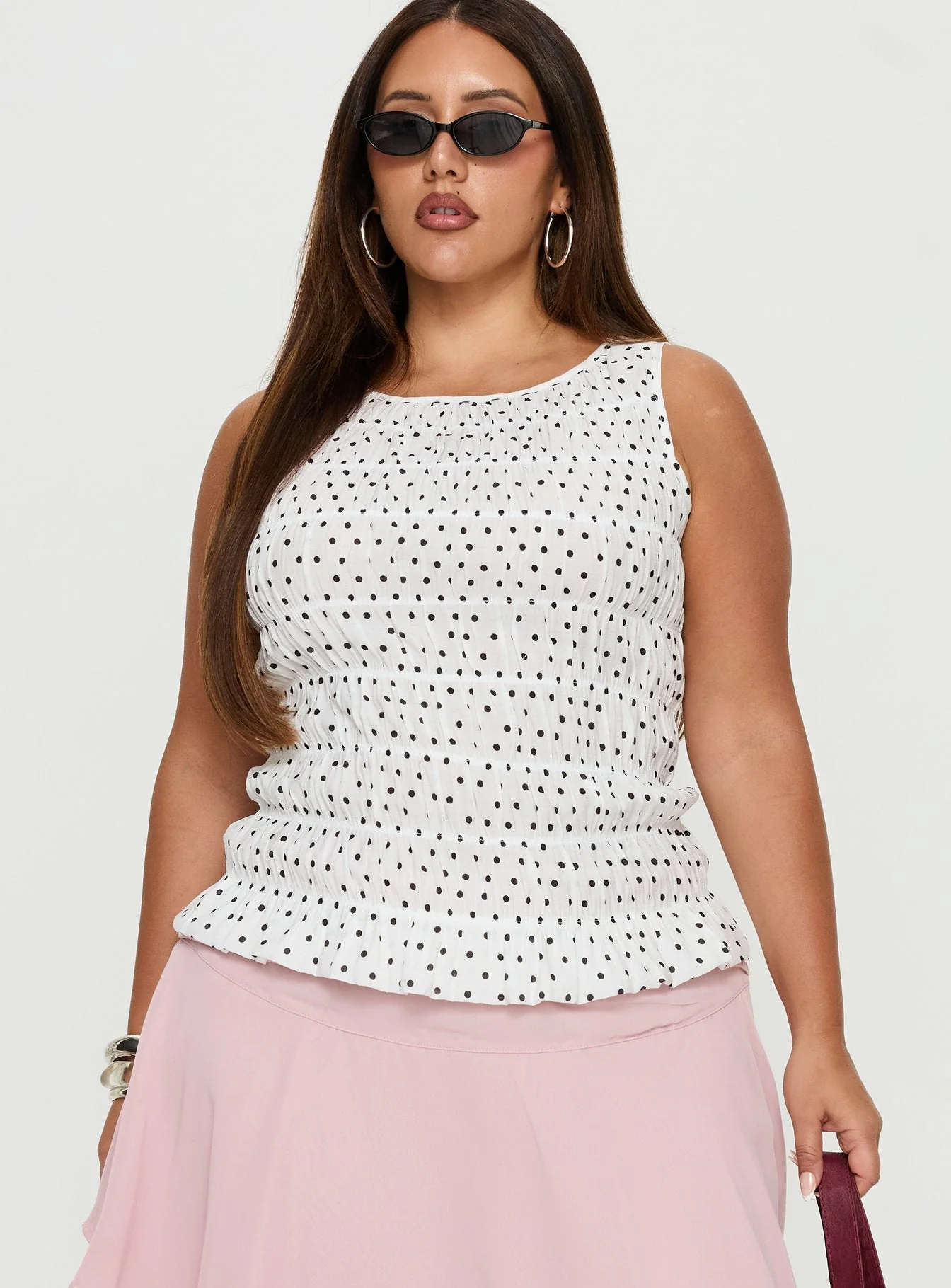 Marleene Shirred Top White / Polka Dot Curve - Image 2